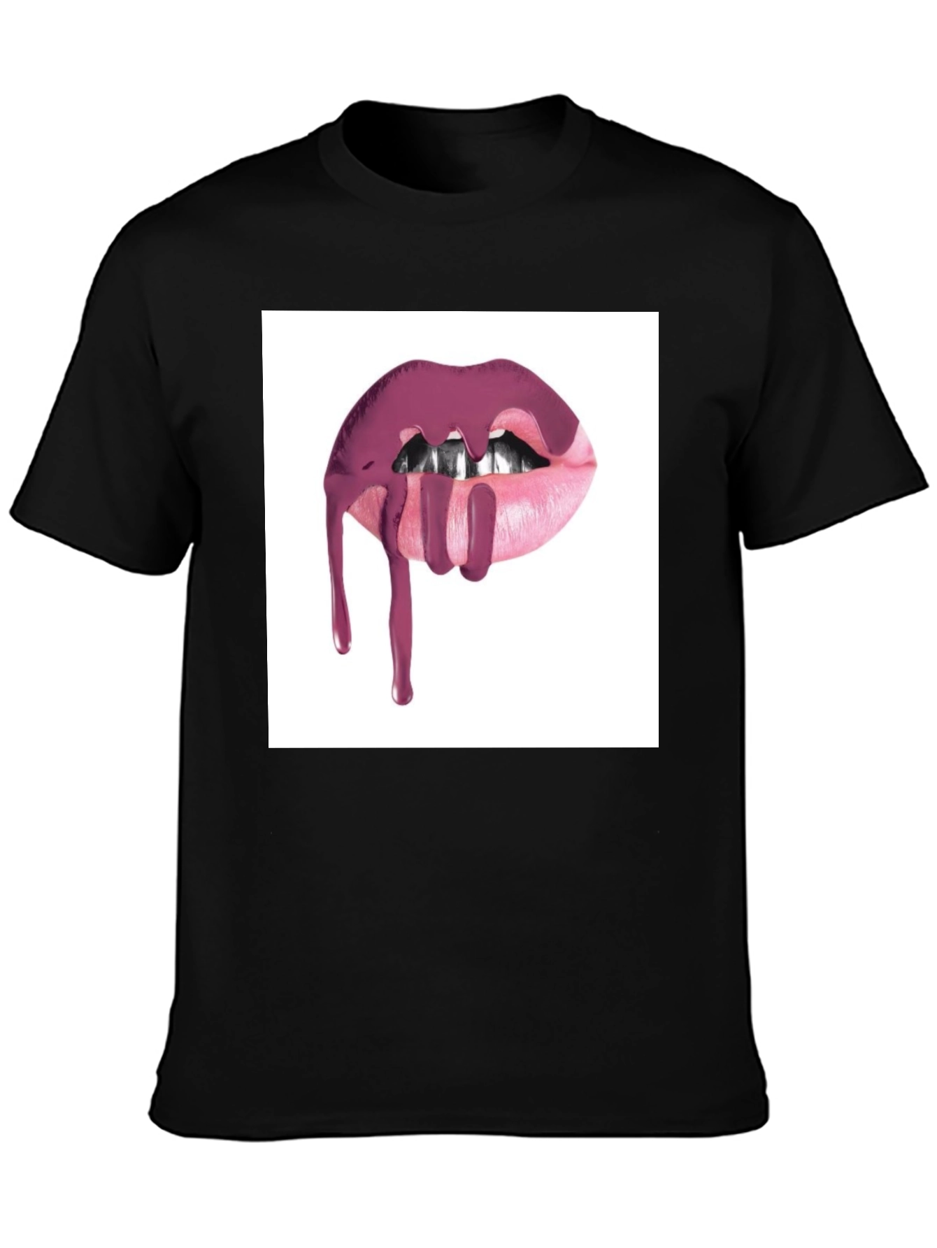 Lips Dripping Black T-Shirt - Modern Graphic Tee
