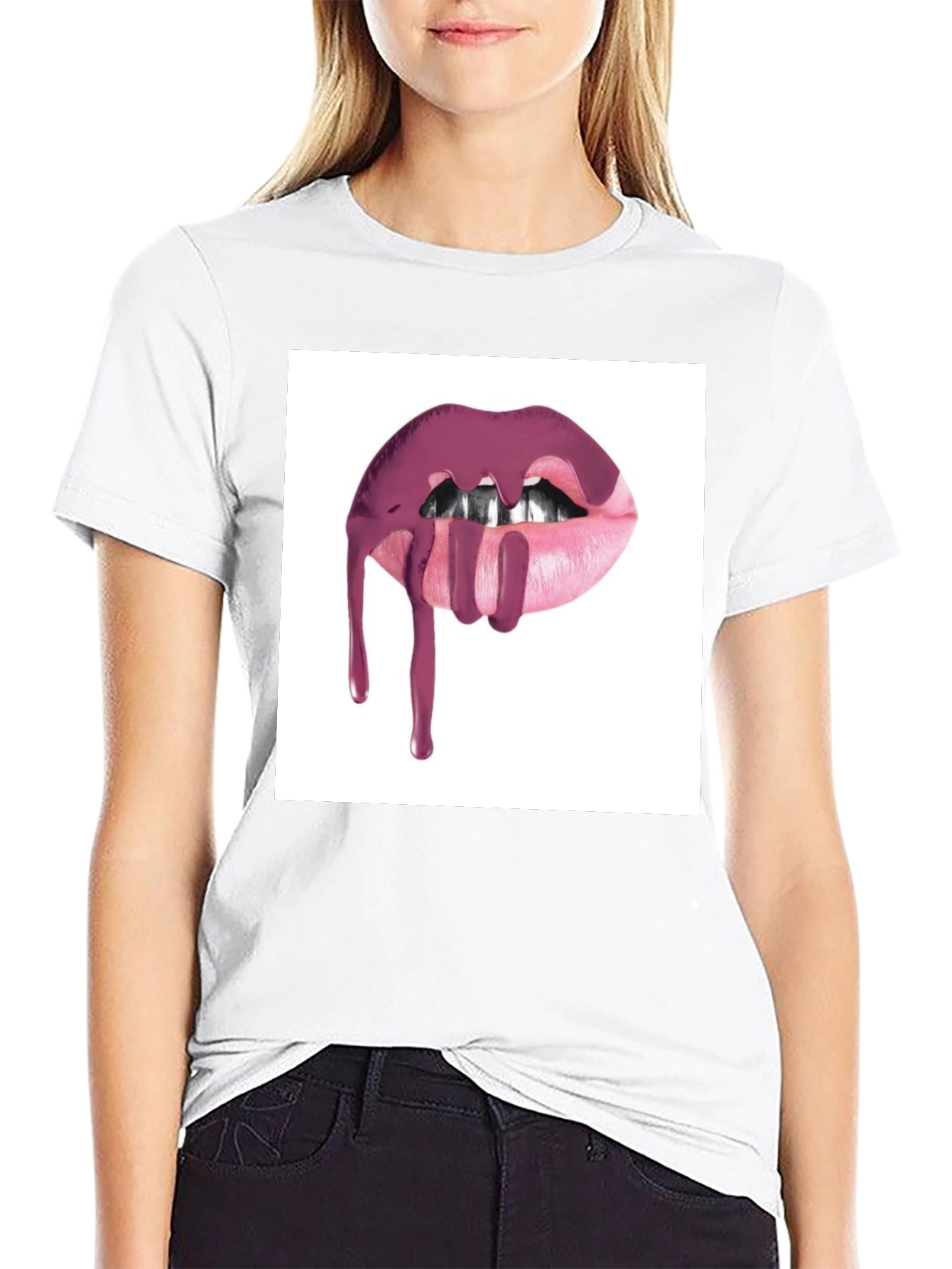 Lips Dripping Black T-Shirt - Modern Graphic Tee
