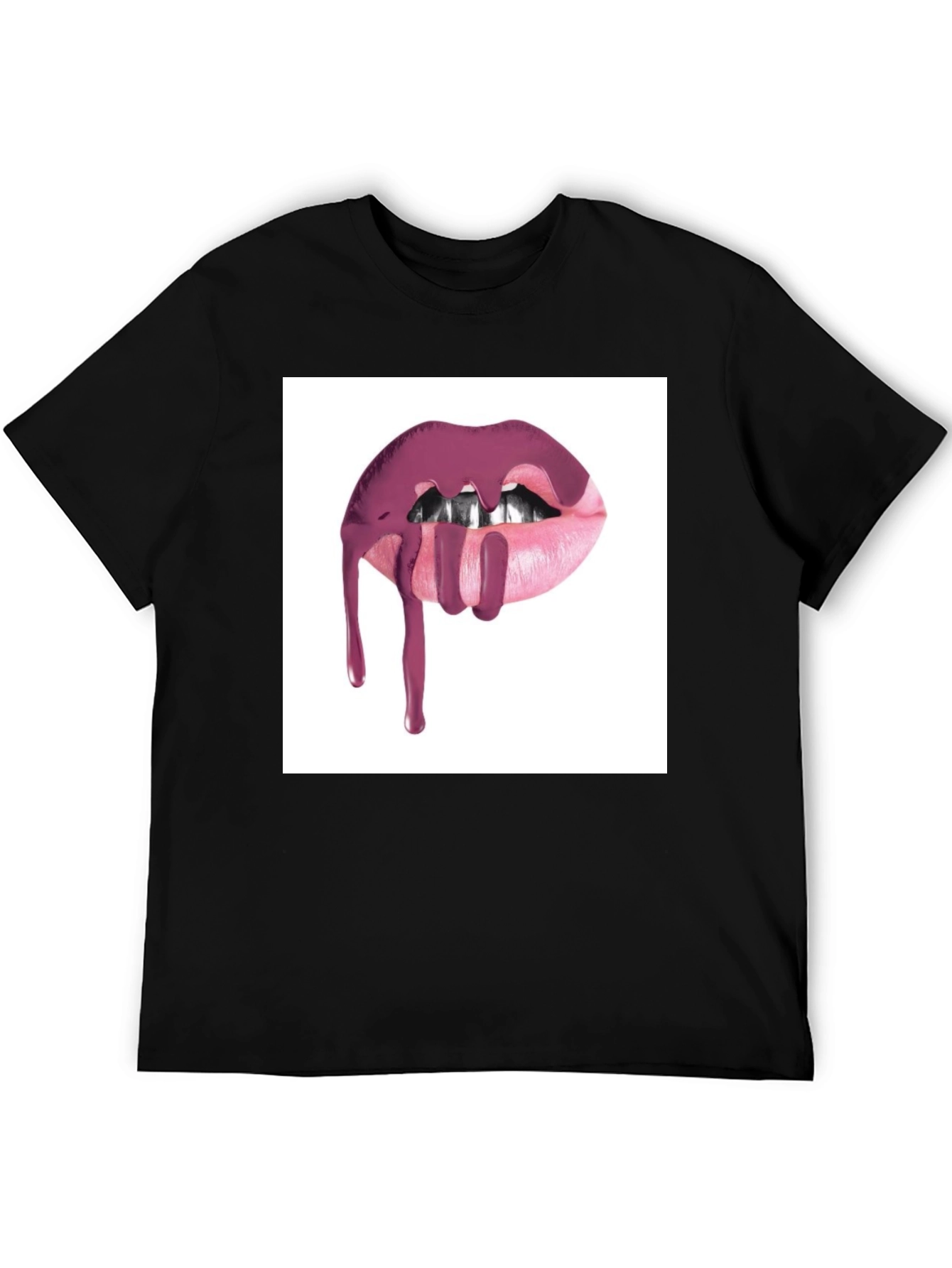 Lips Dripping Black T-Shirt - Modern Graphic Tee