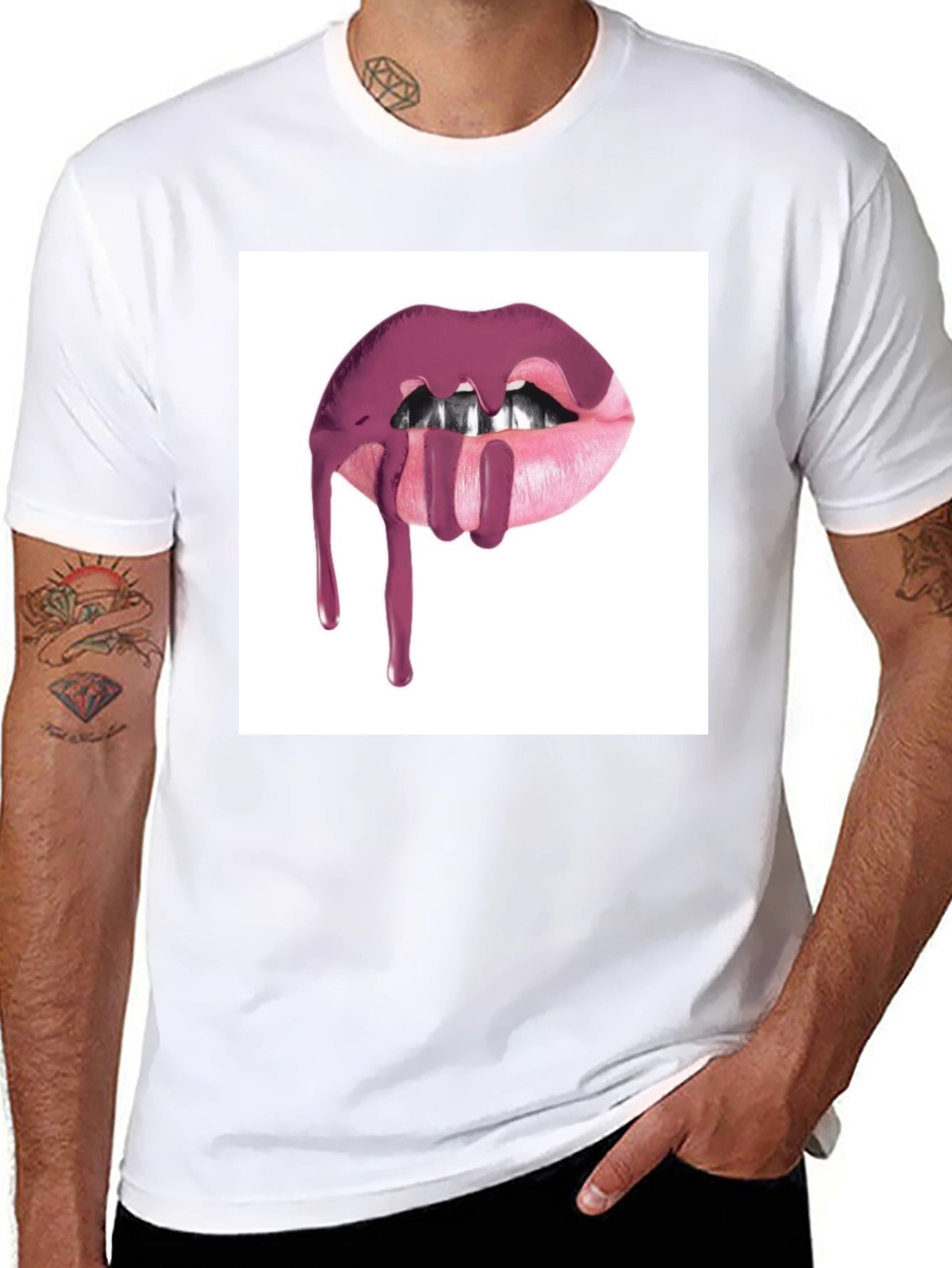 Lips Dripping Black T-Shirt - Modern Graphic Tee