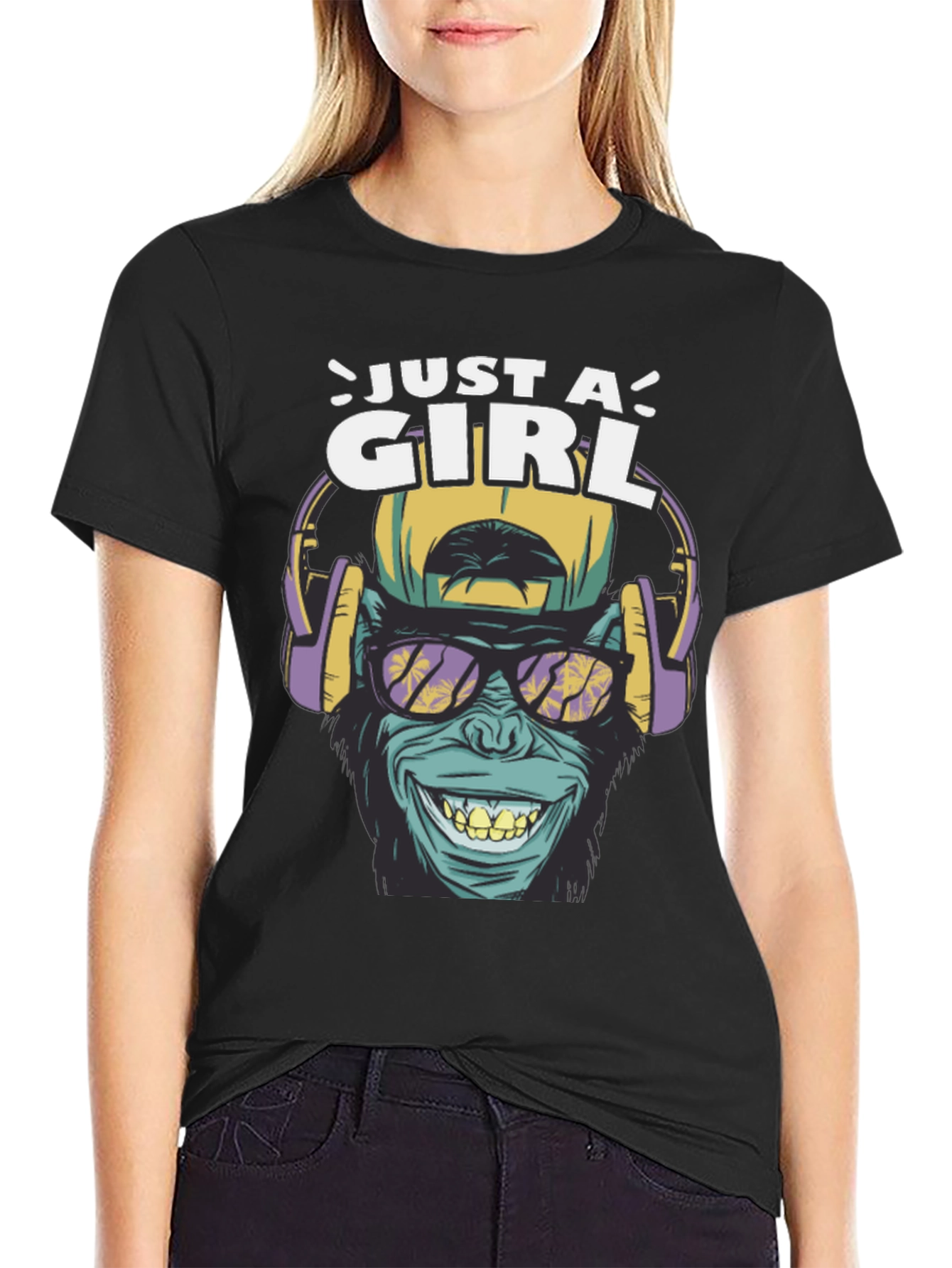 Just A Girl Ape Graphic T-Shirt