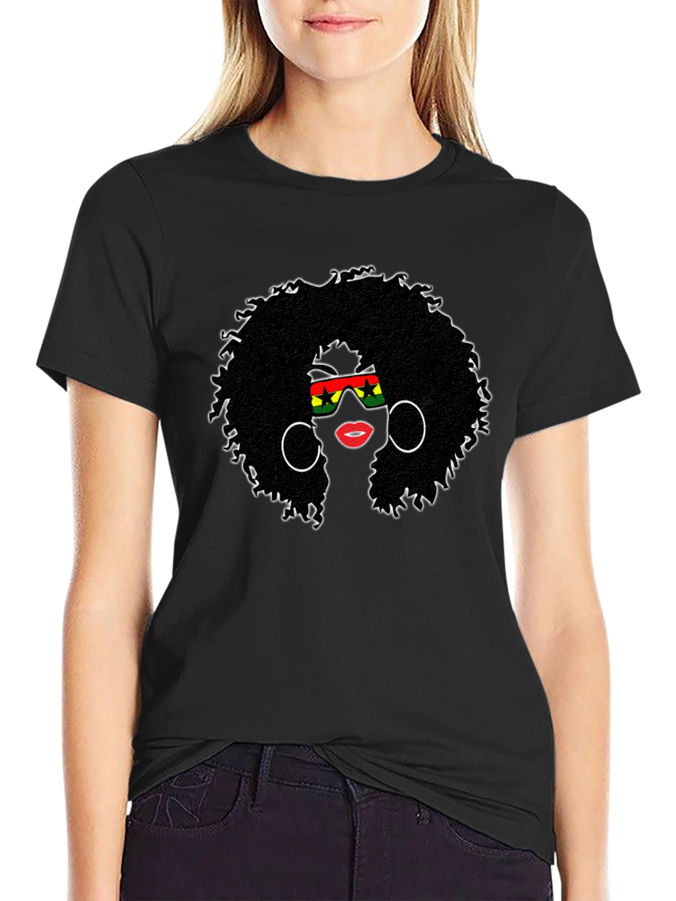 Afro Woman Graphic Tee - Black Pride T-Shirt