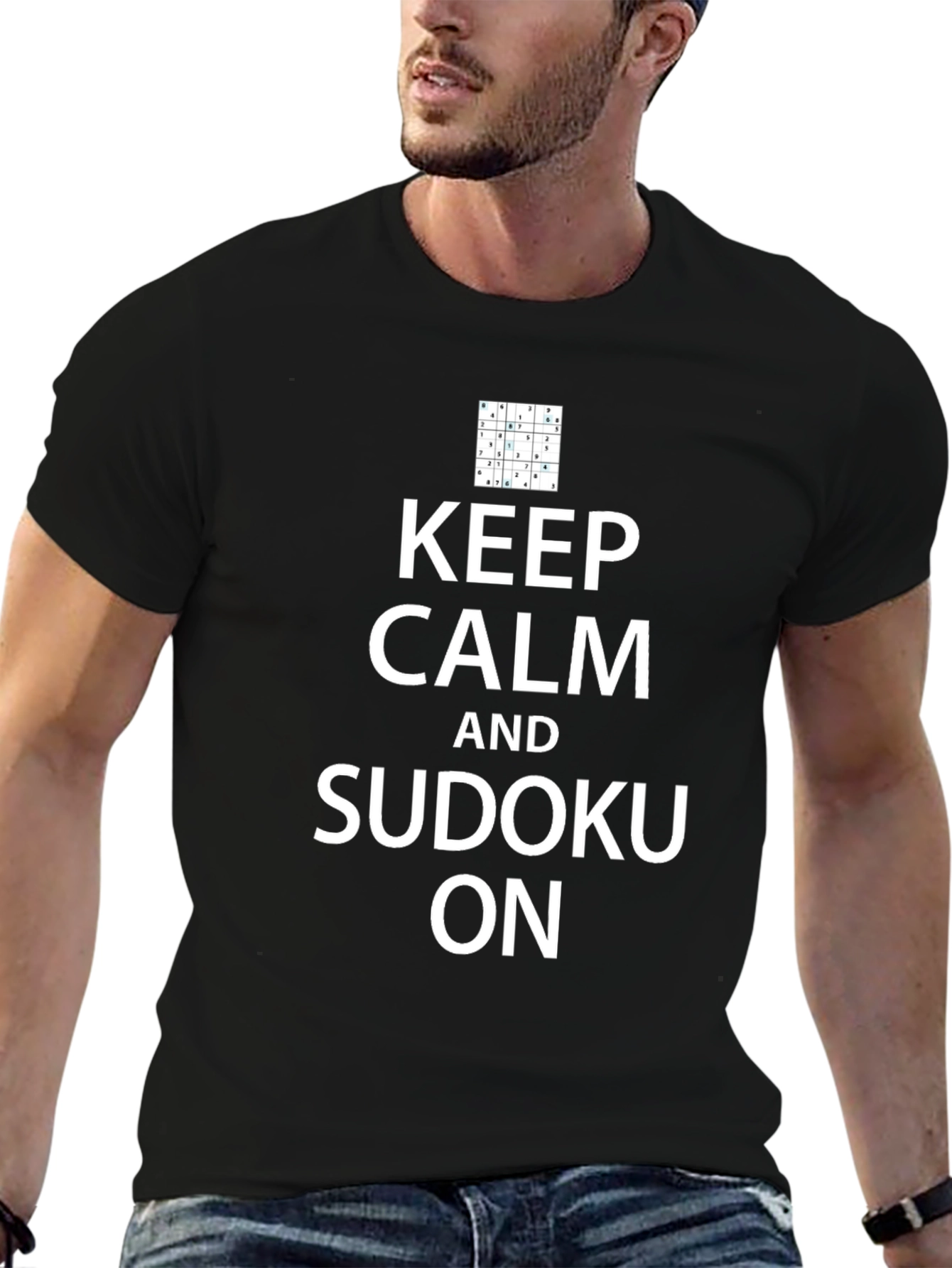 Keep Calm and Sudoku On T-Shirt - Black