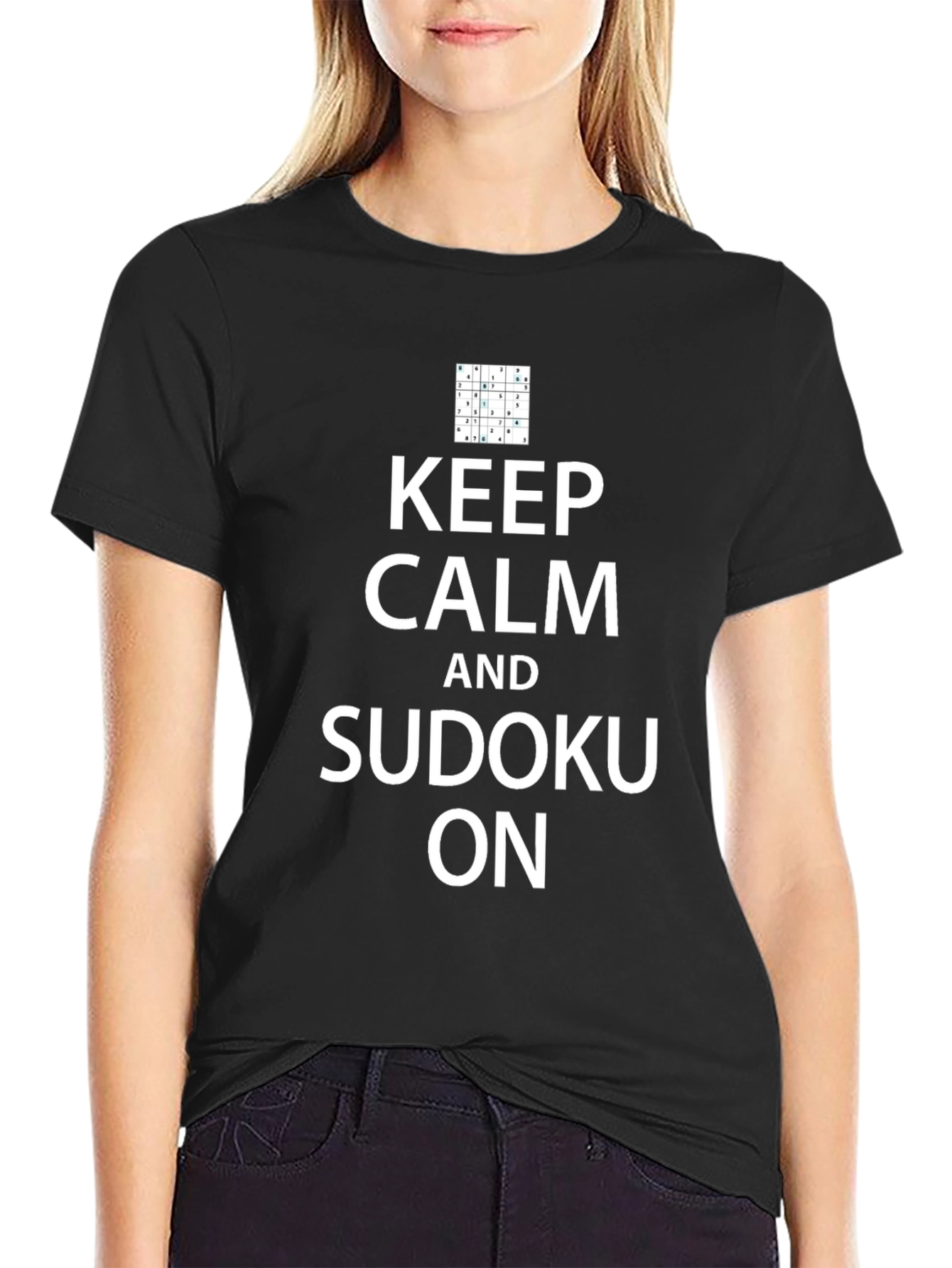 Keep Calm and Sudoku On T-Shirt - Black
