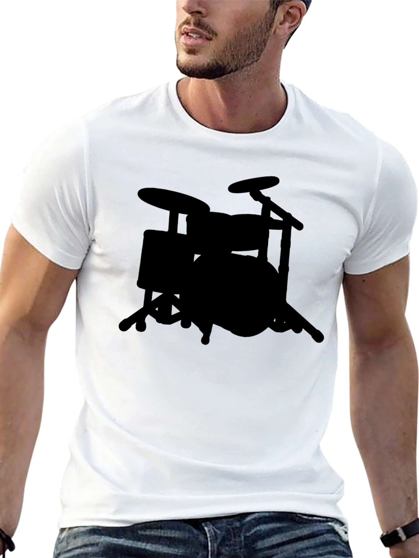 Black Drum Kit T-Shirt - Musician Style