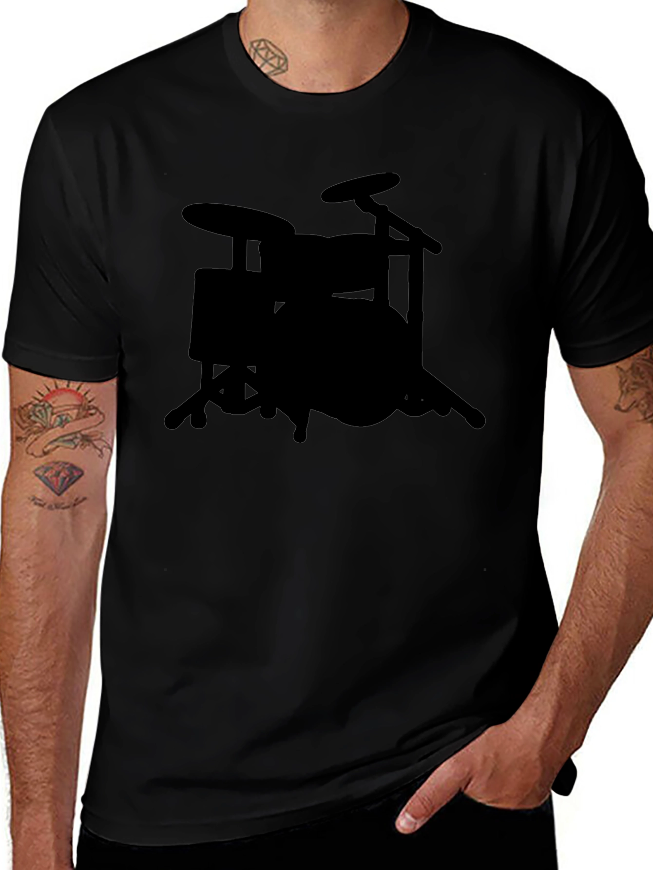 Black Drum Kit T-Shirt - Musician Style