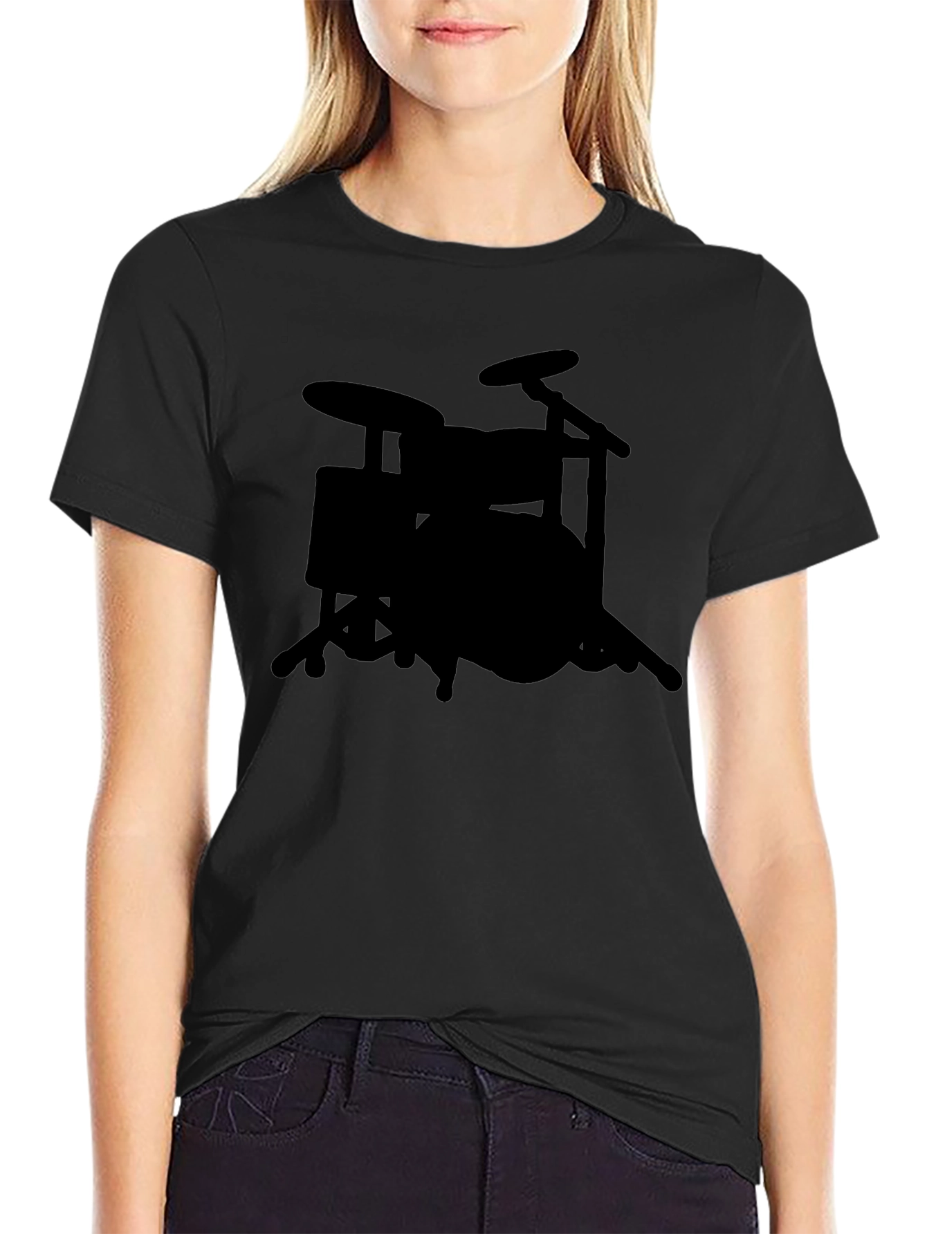 Black Drum Kit T-Shirt - Musician Style