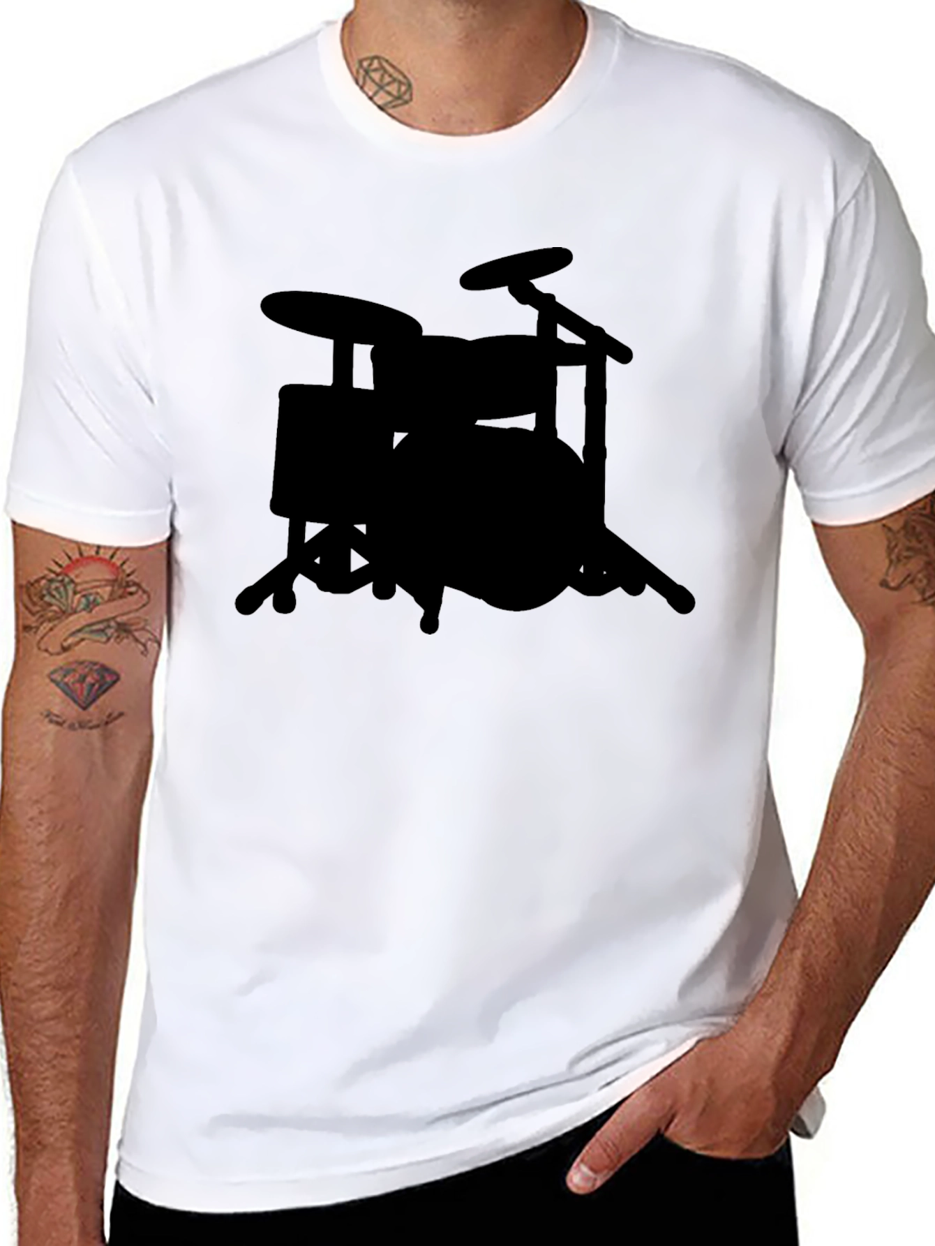 Black Drum Kit T-Shirt - Musician Style