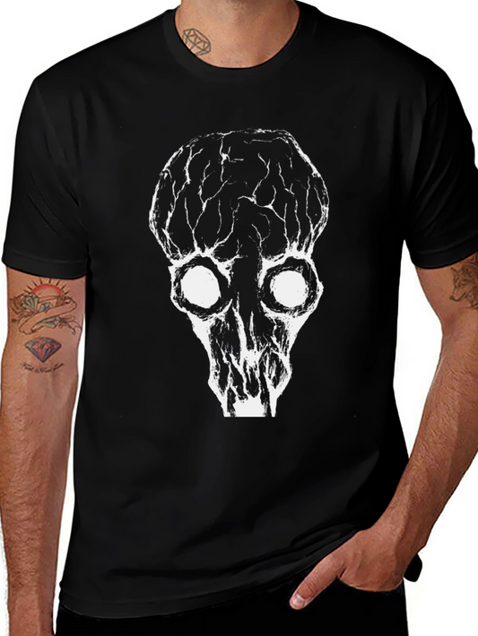 Grunge Skull Graphic Black T-Shirt