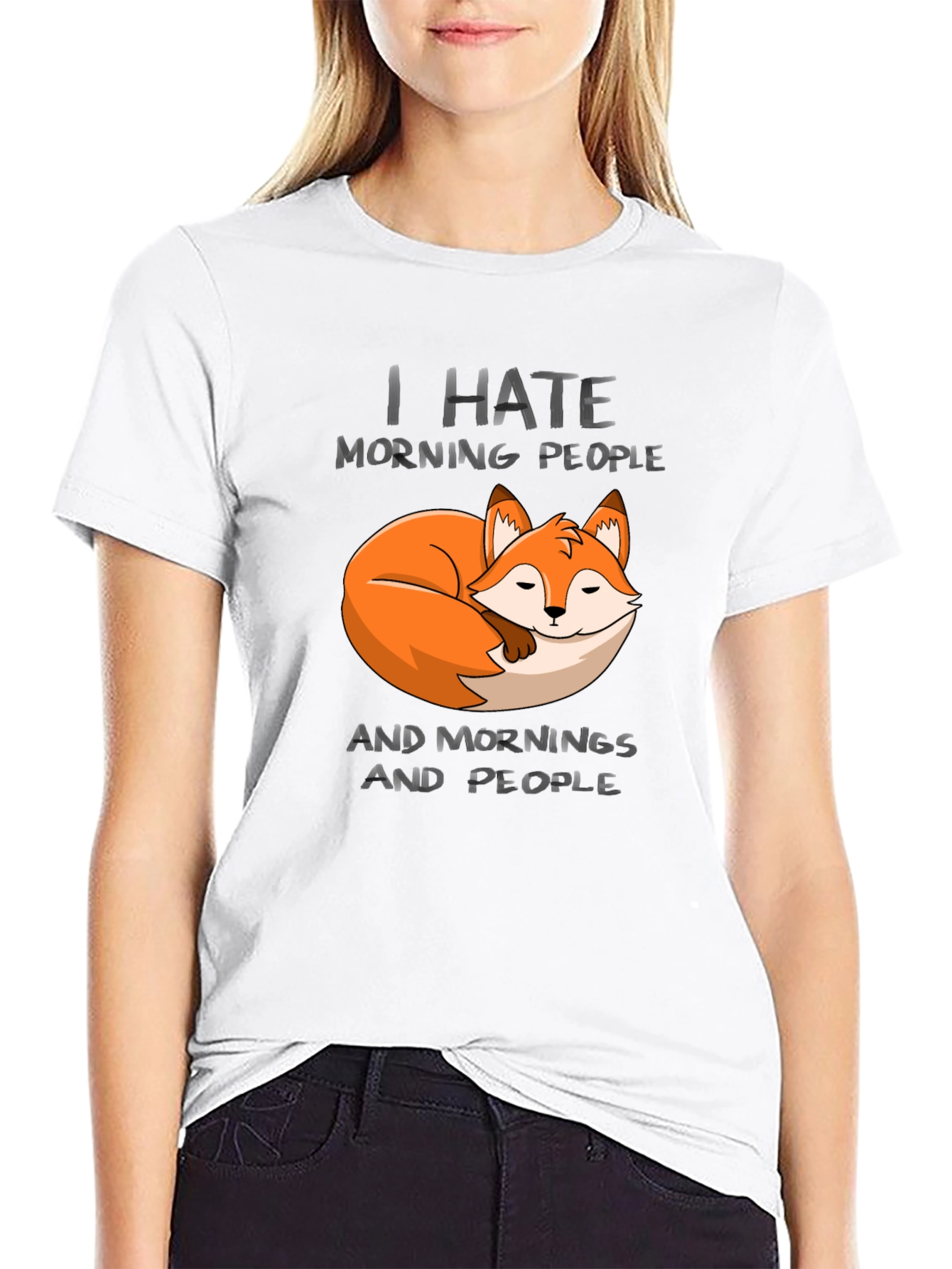 I Hate Morning People Fox Graphic T-Shirt