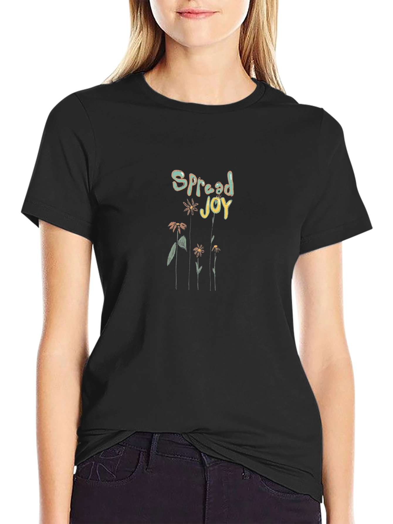 Spread Joy Graphic Tee - Black Casual Shirt