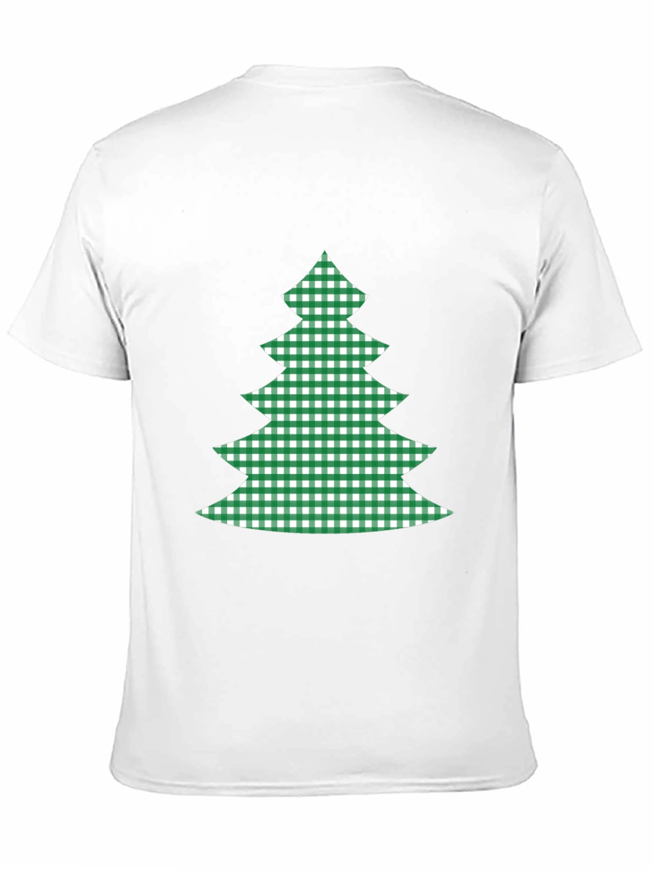 Festive Plaid Christmas Tree Graphic Tee - Black