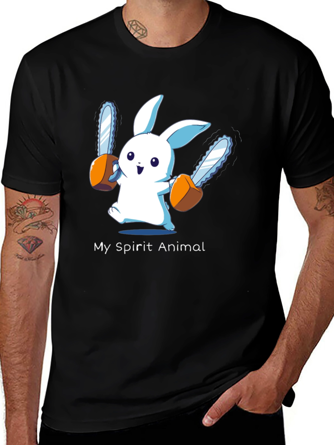 My Spirit Animal Chainsaw Bunny Graphic Tee