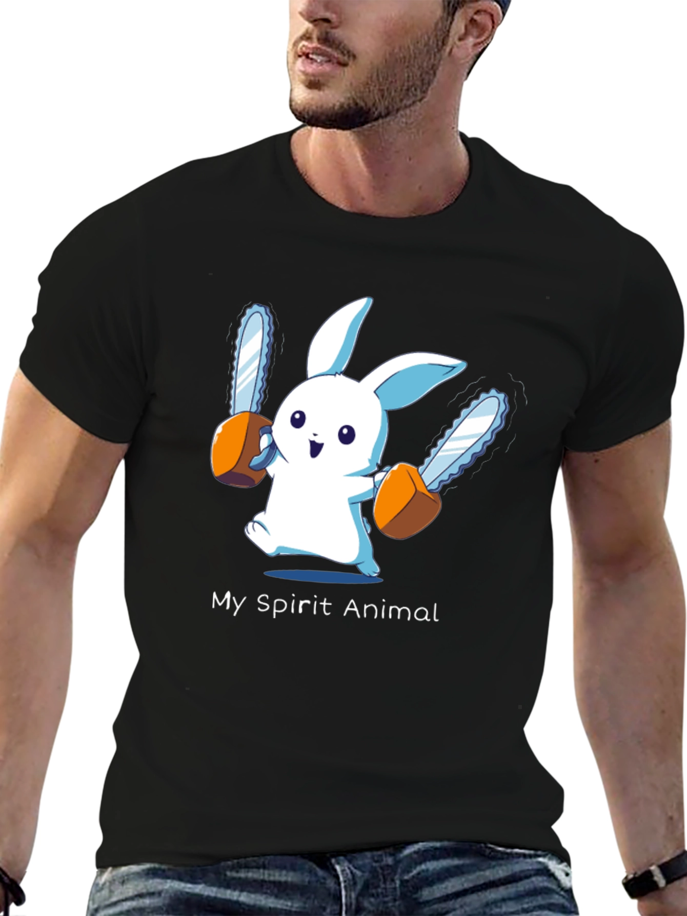 My Spirit Animal Chainsaw Bunny Graphic Tee