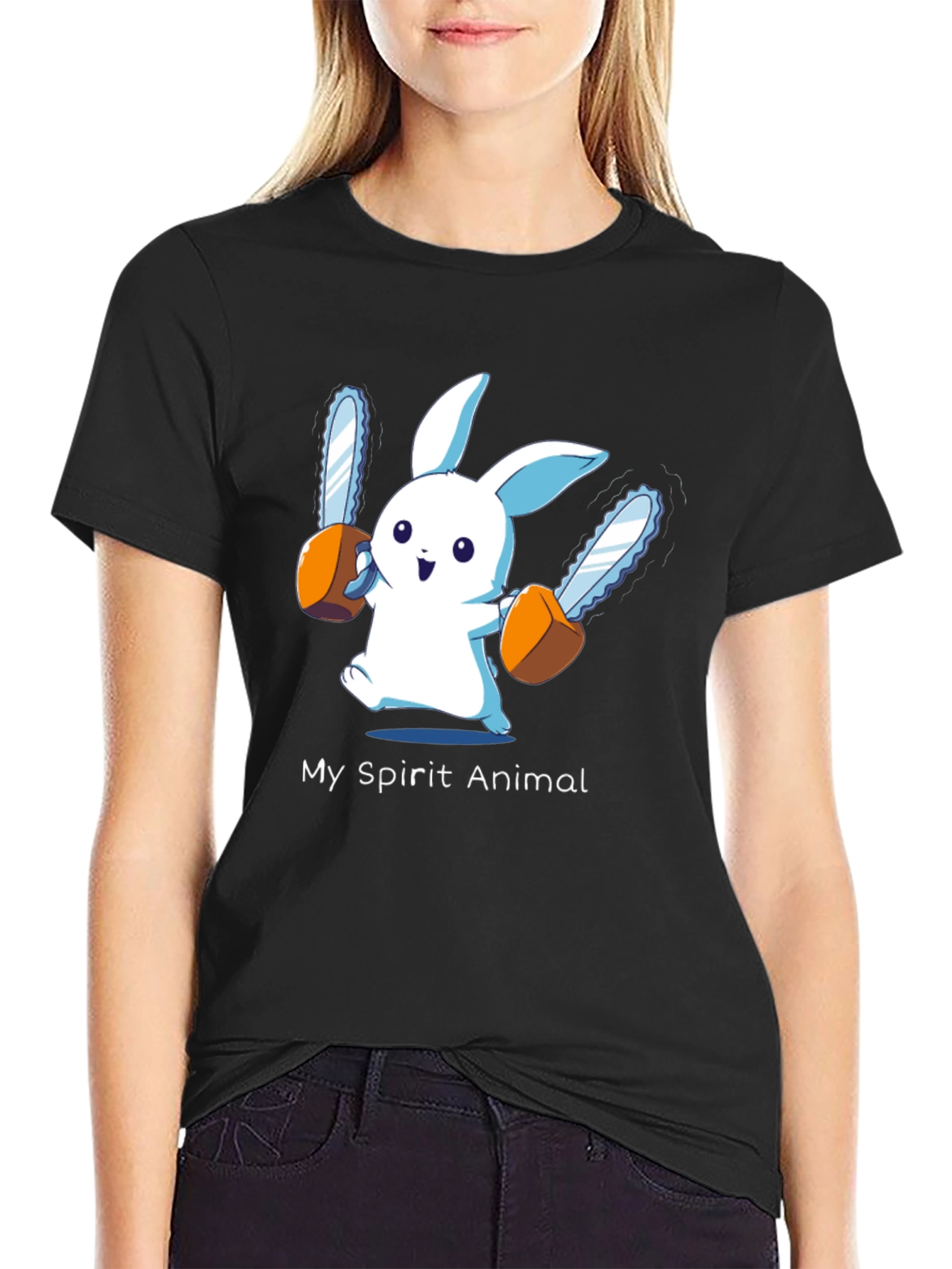 My Spirit Animal Chainsaw Bunny Graphic Tee