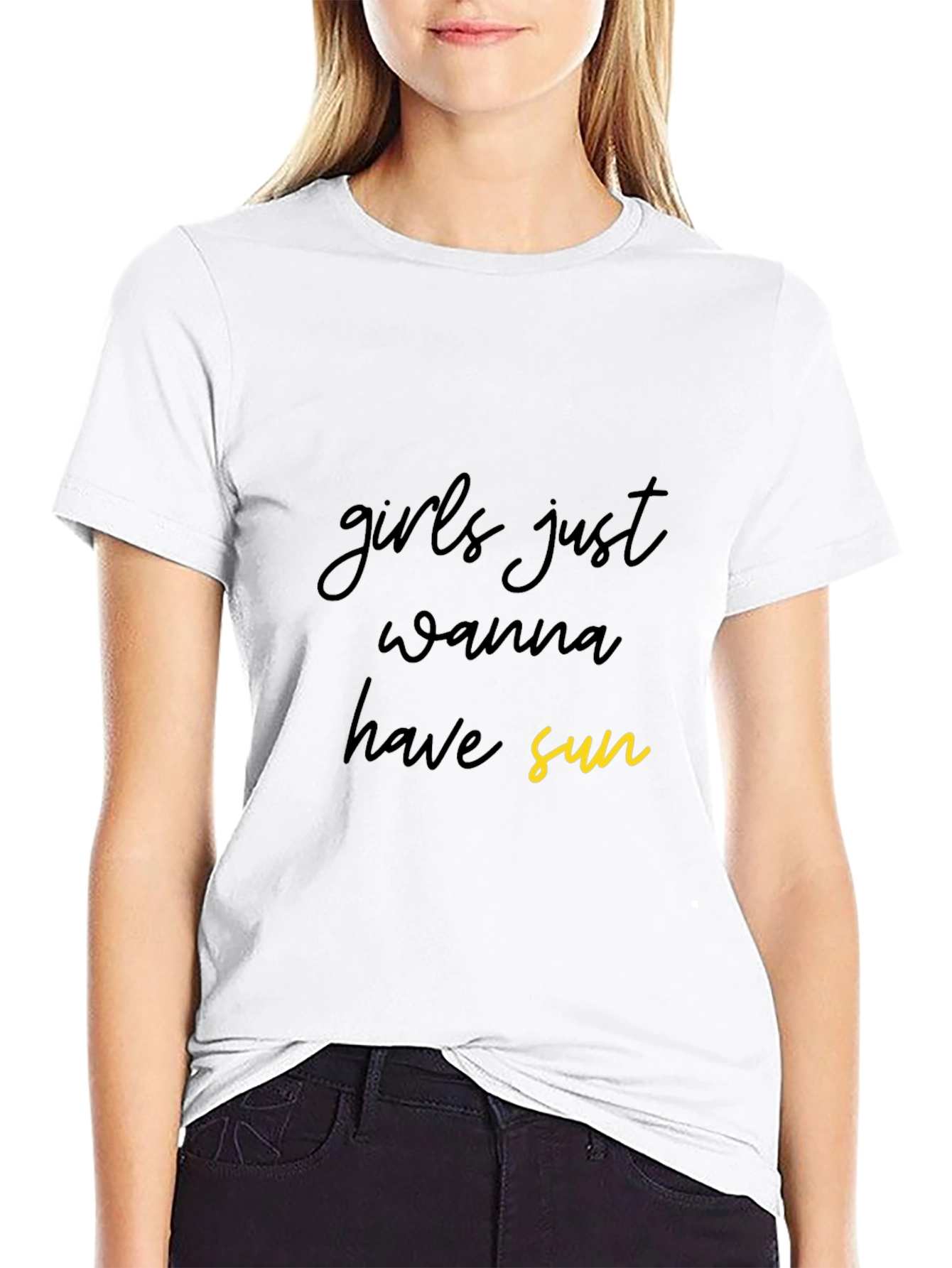Girls Just Wanna Have Sun Black Graphic Tee