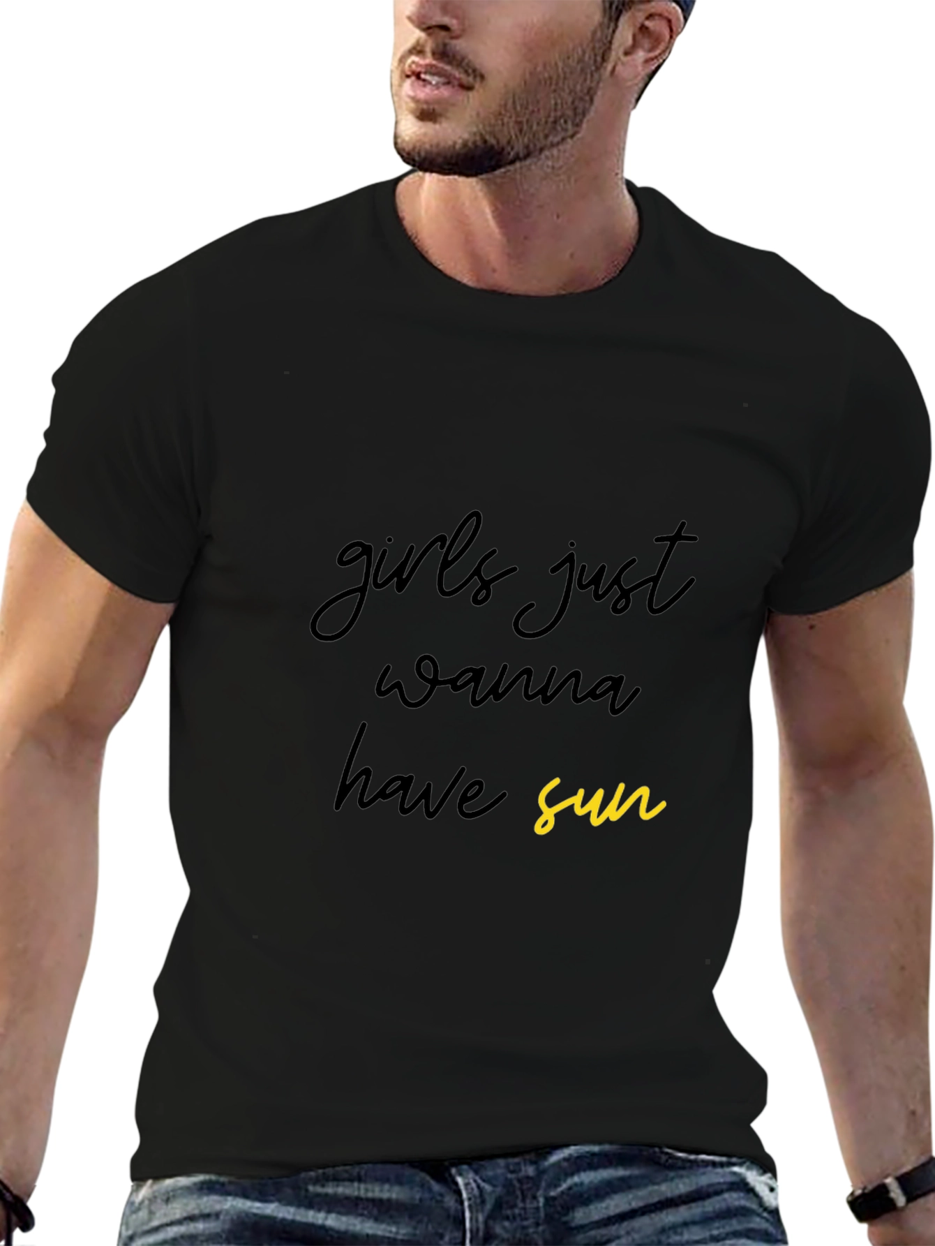 Girls Just Wanna Have Sun Black Graphic Tee