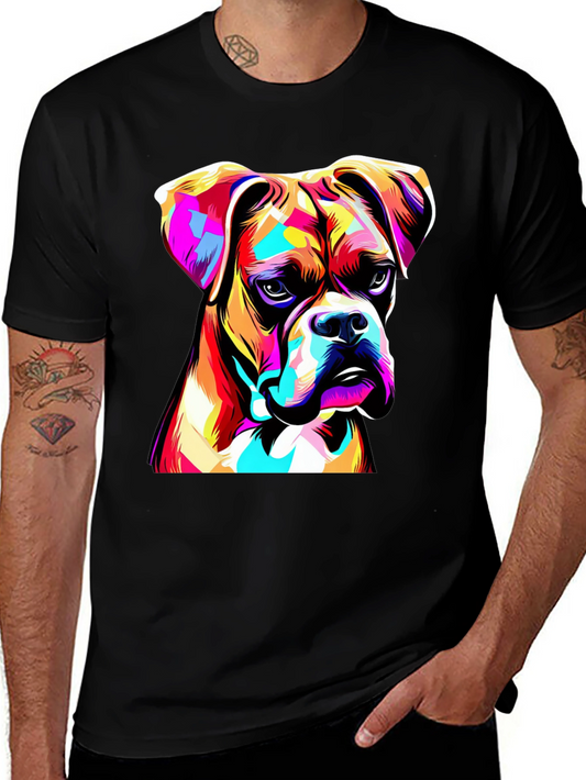 Dog Art T-Shirt Colorful Boxer Tee