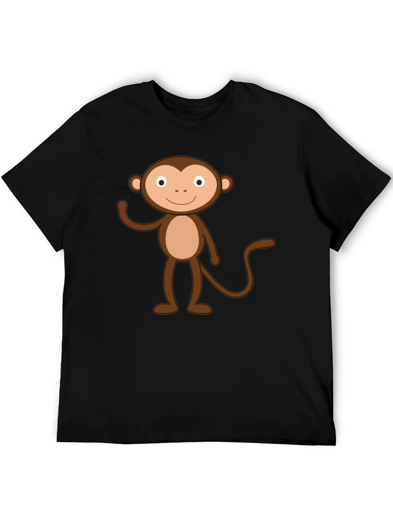 Cartoon Monkey Graphic Black T-Shirt