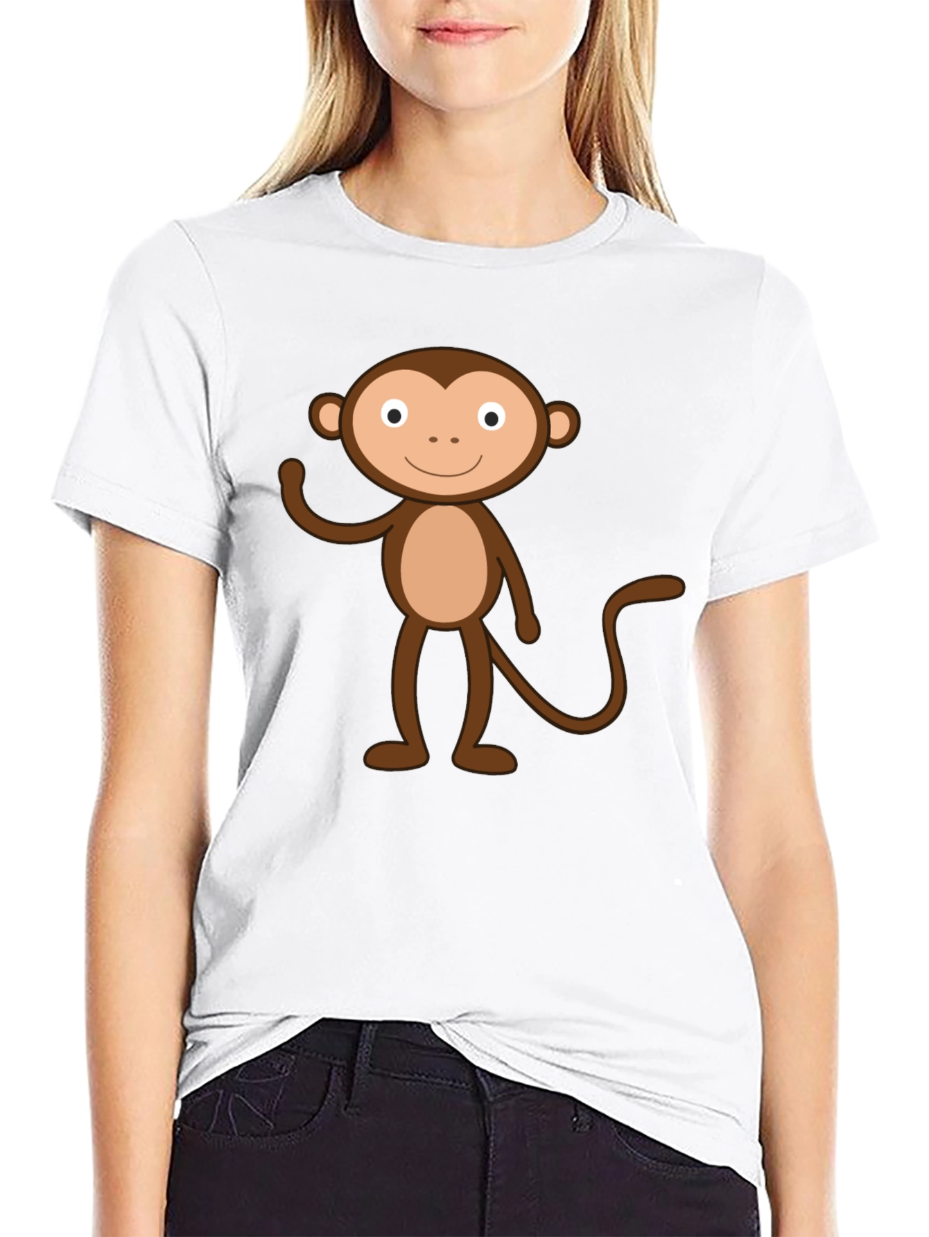 Cartoon Monkey Graphic Black T-Shirt