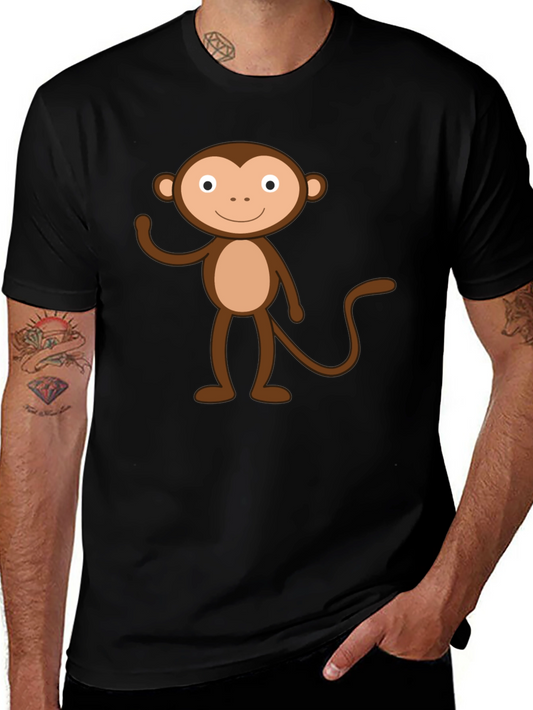 Cartoon Monkey Graphic Black T-Shirt