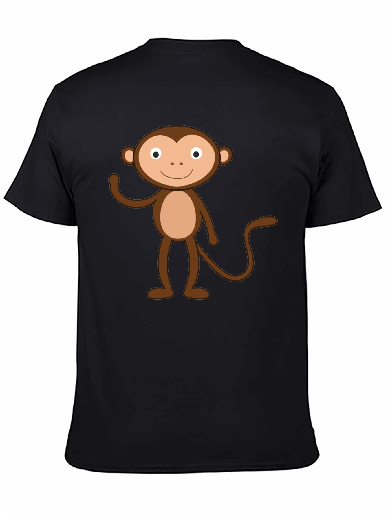 Cartoon Monkey Graphic Black T-Shirt