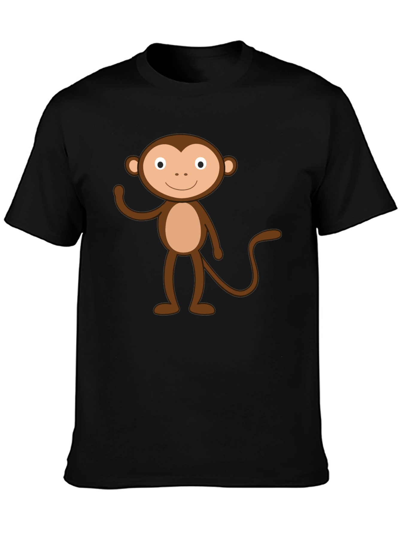 Cartoon Monkey Graphic Black T-Shirt