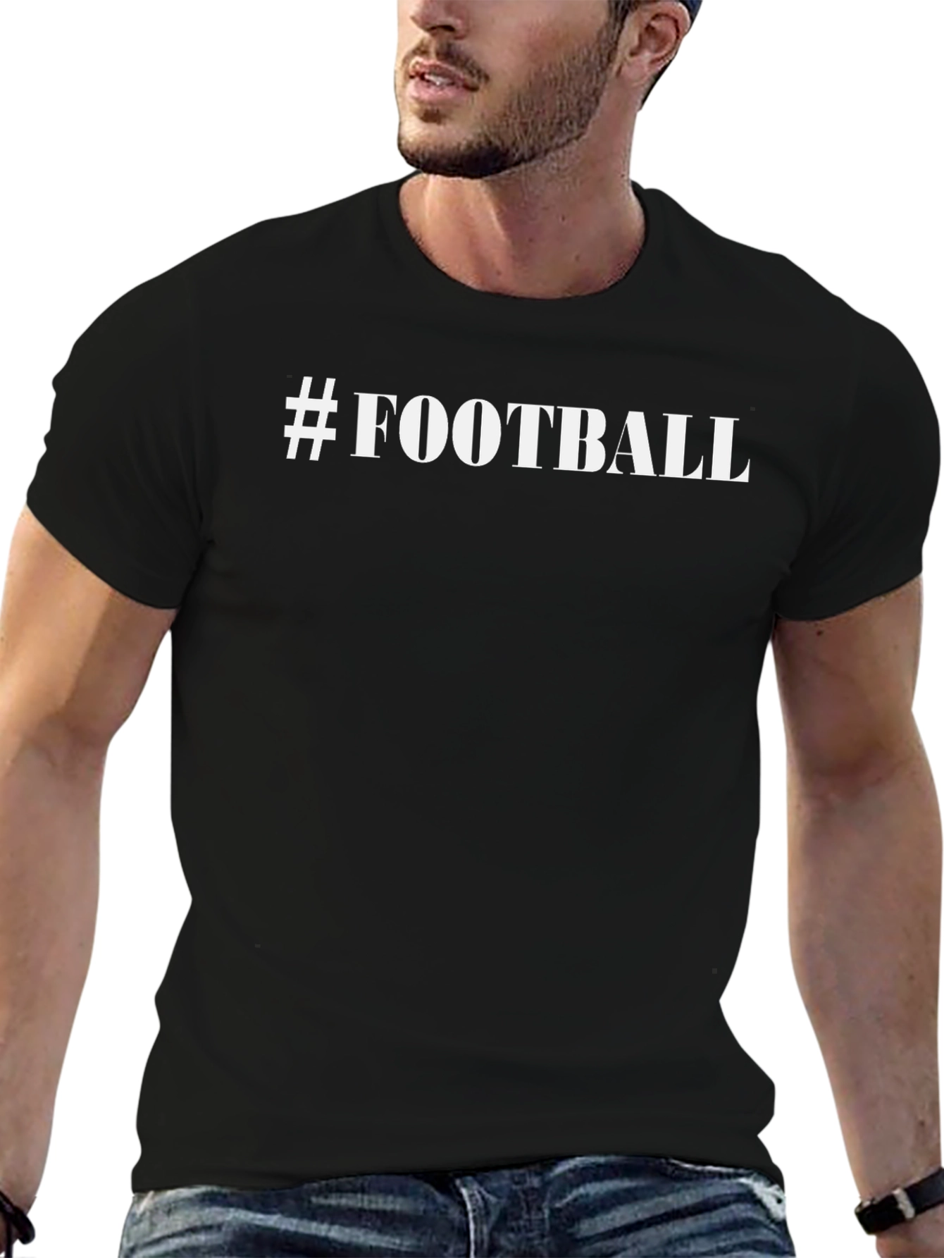 #Football Graphic Tee - Black