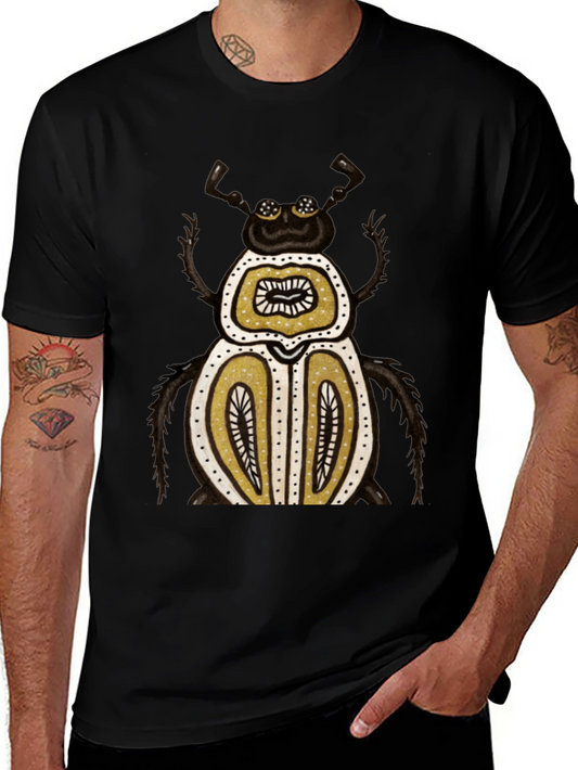 Unique Beetle Graphic Tee - Black Cotton T-Shirt