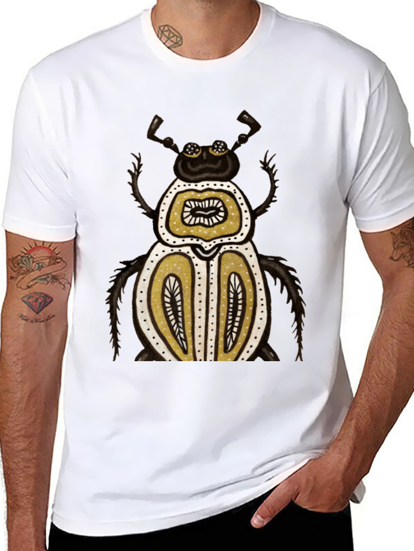 Unique Beetle Graphic Tee - Black Cotton T-Shirt