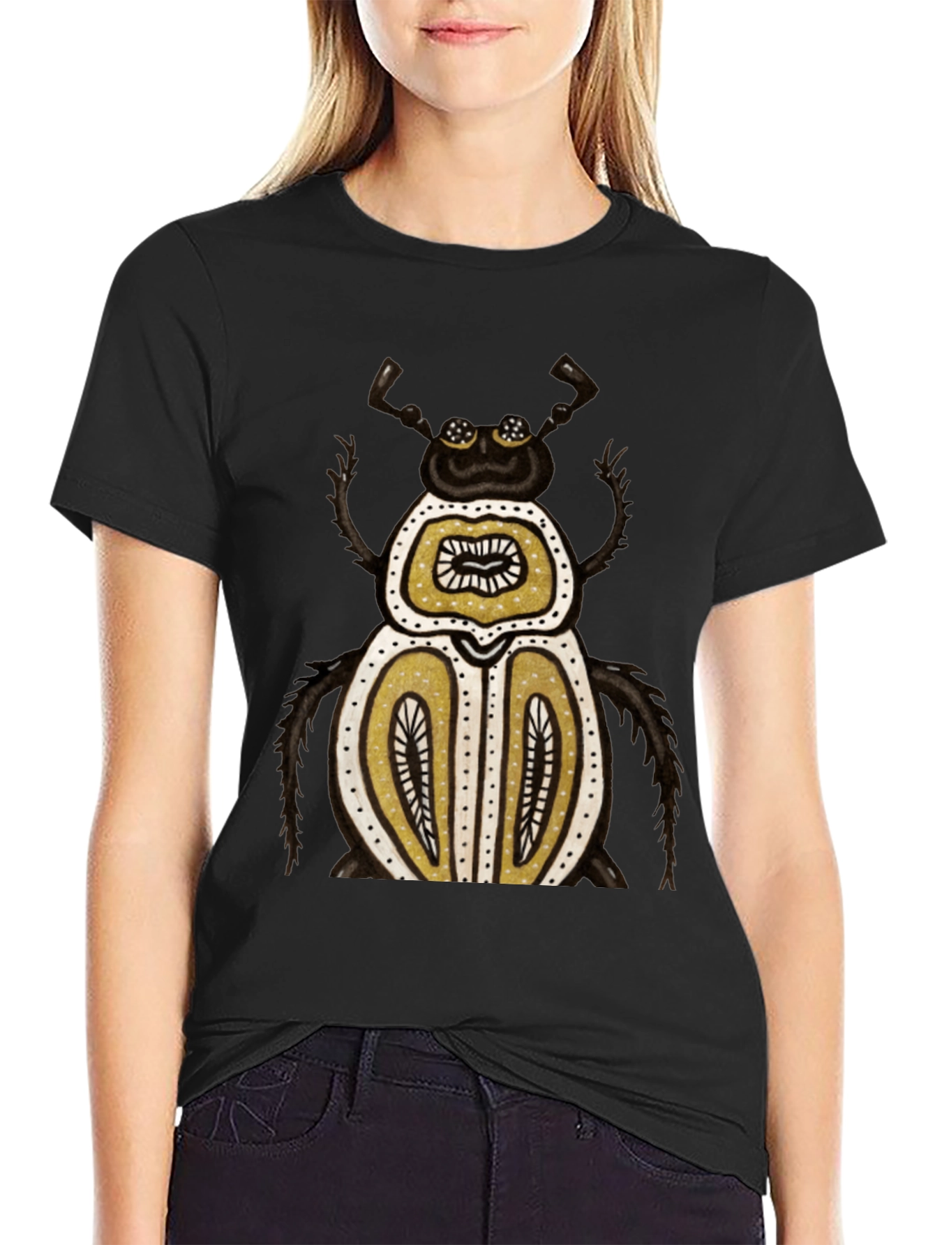 Unique Beetle Graphic Tee - Black Cotton T-Shirt