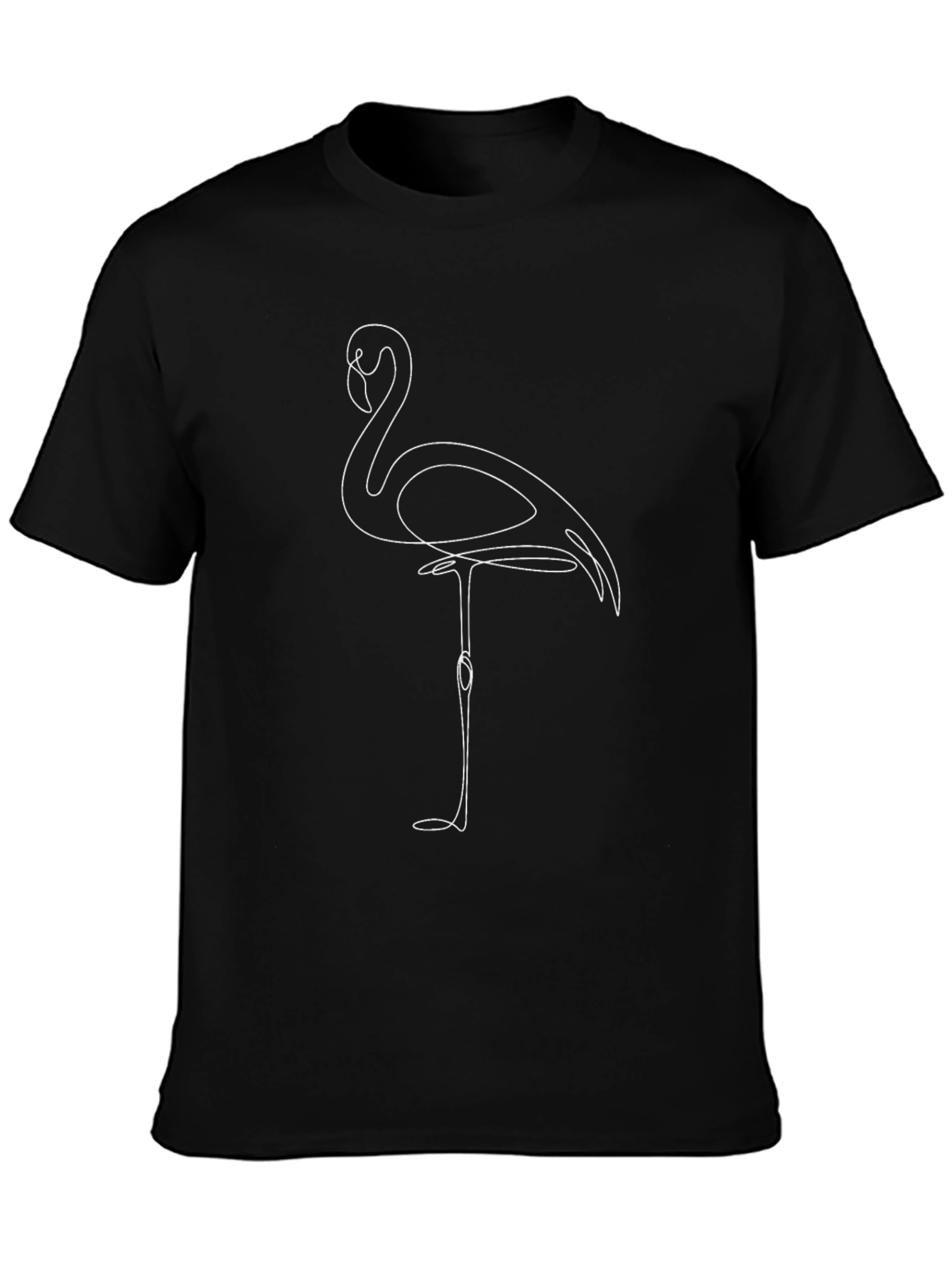Minimalist Flamingo T-Shirt - Black Cotton Tee