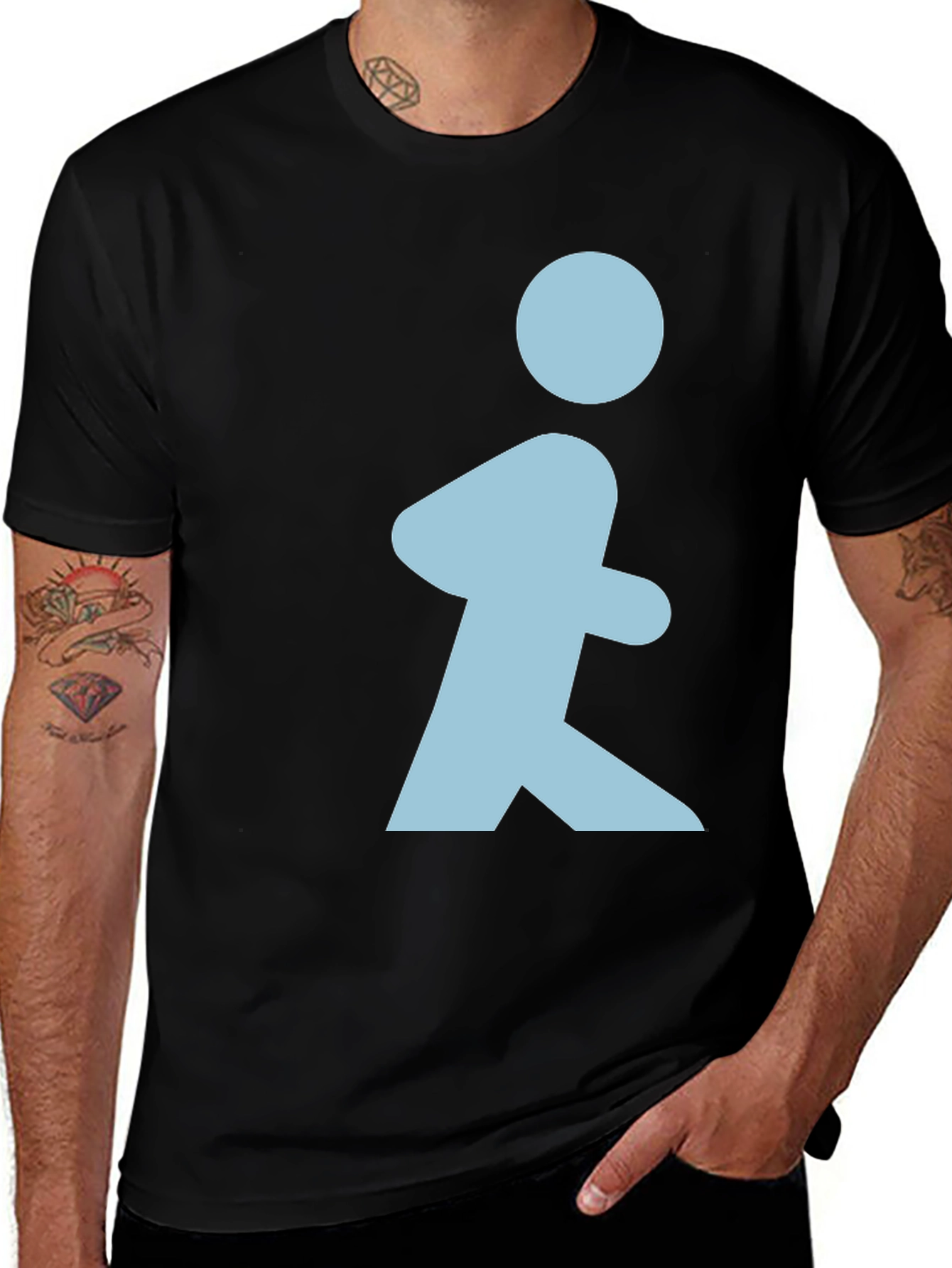 Walking Man Graphic T-Shirt - Black