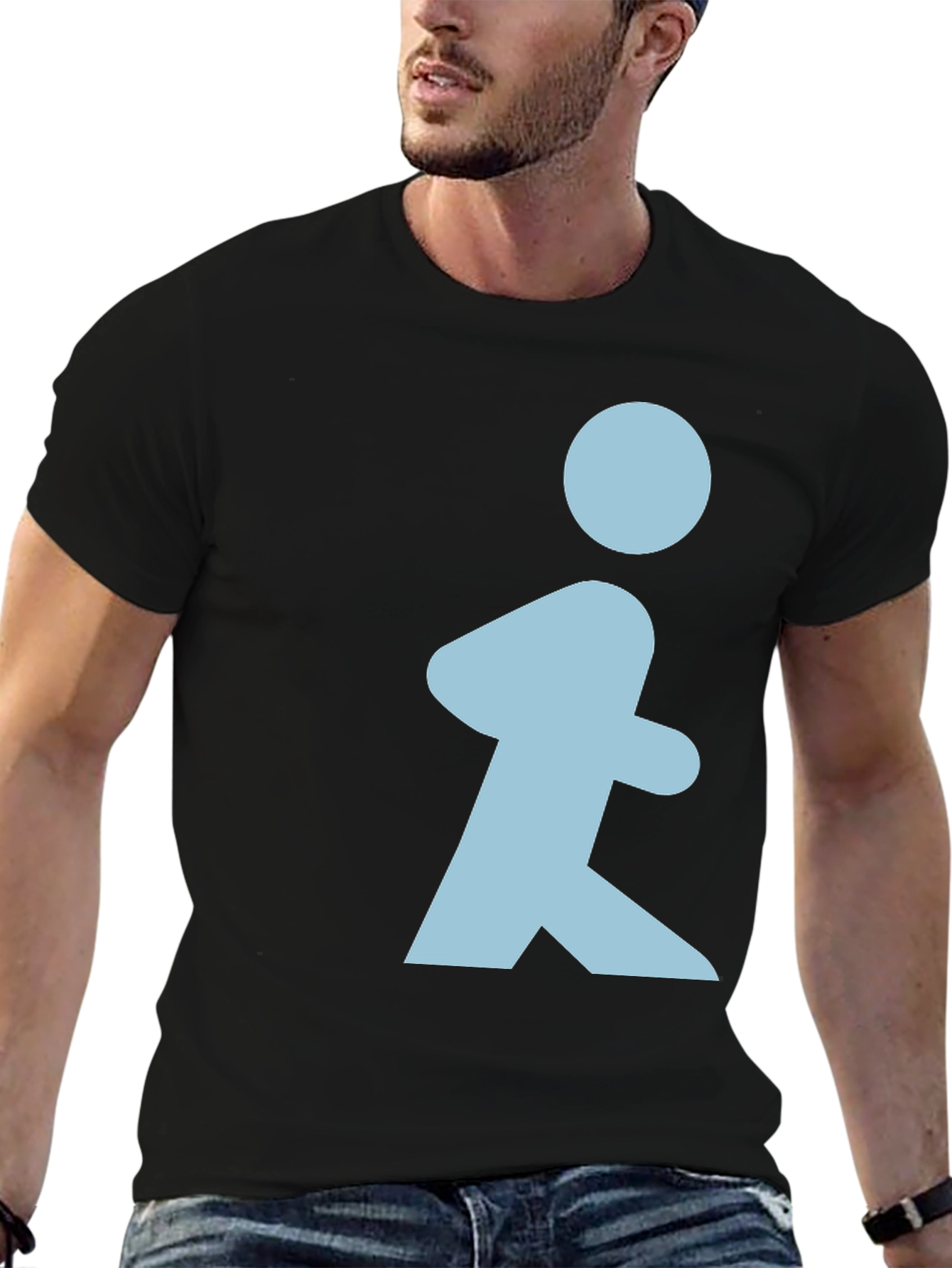 Walking Man Graphic T-Shirt - Black