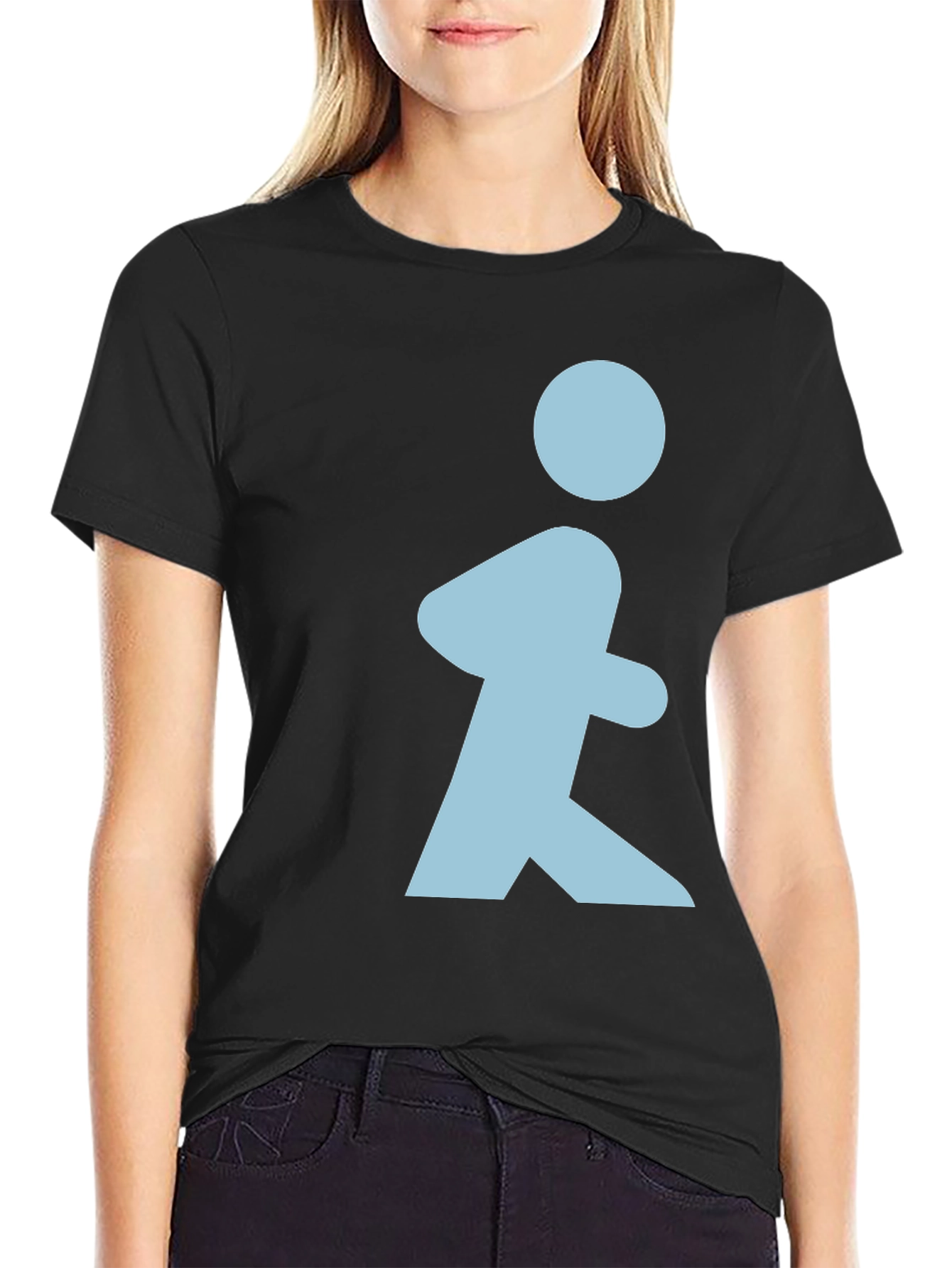 Walking Man Graphic T-Shirt - Black