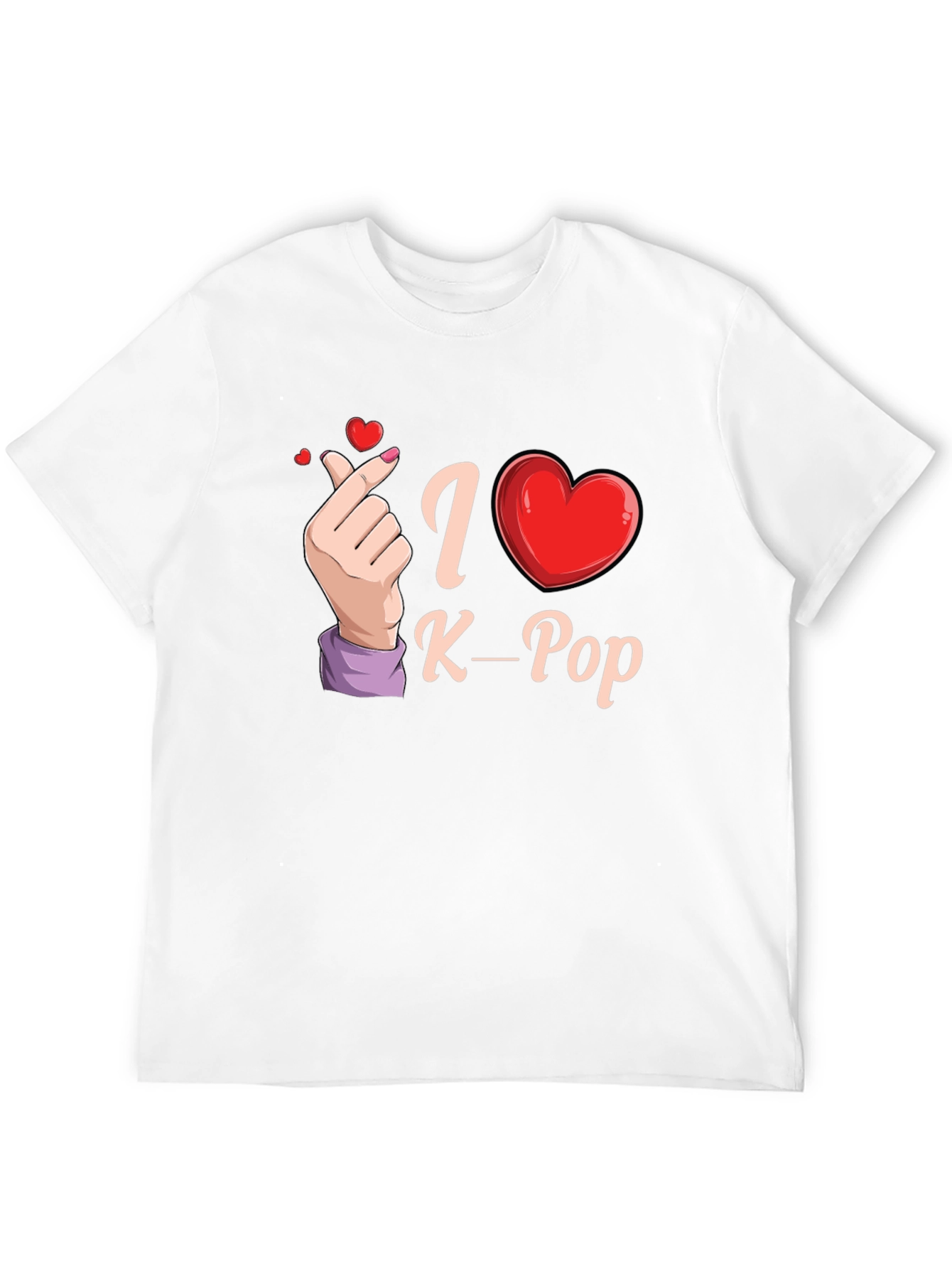 I Love K-Pop Heart Hand Black T-Shirt