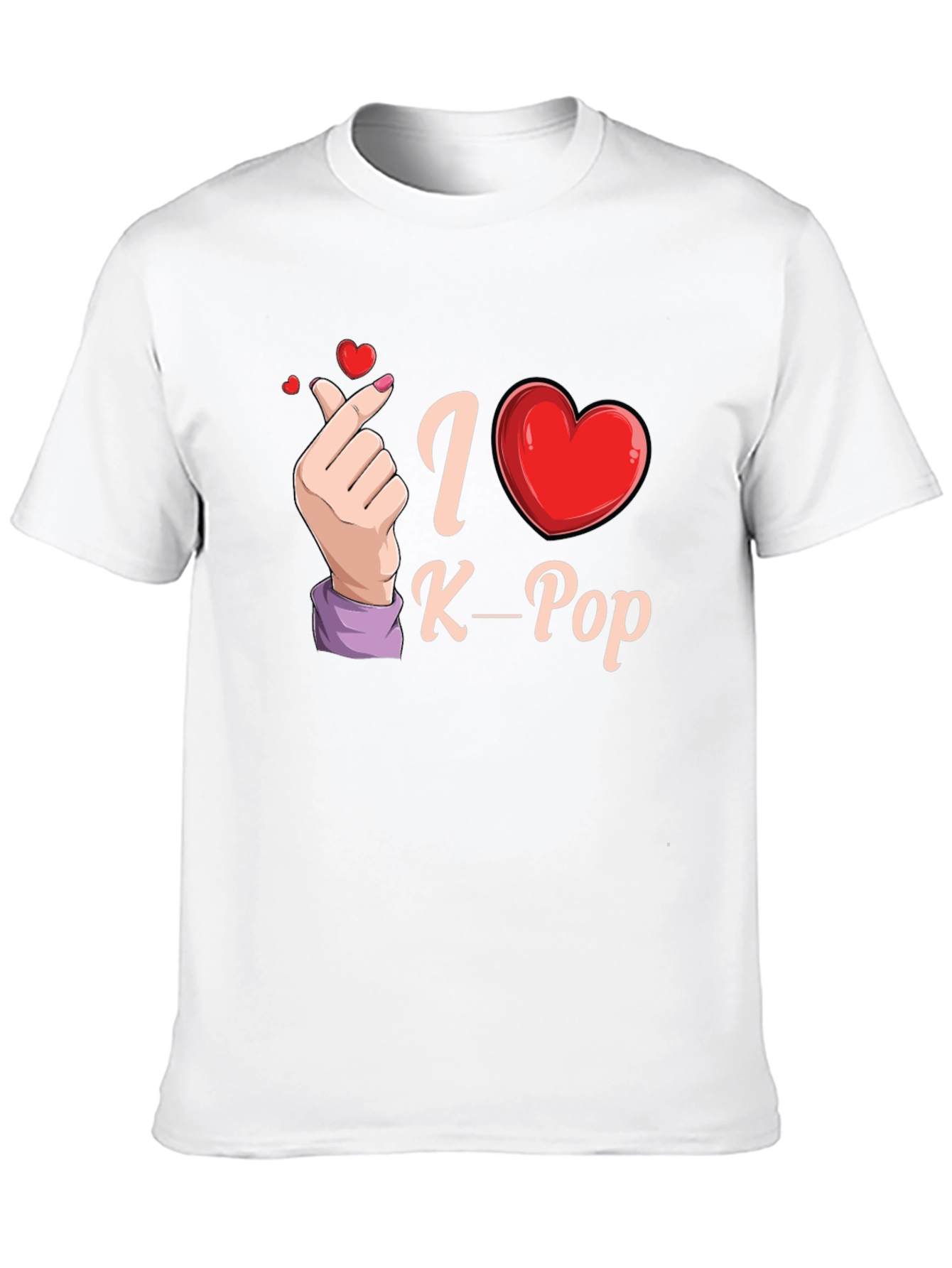 I Love K-Pop Heart Hand Black T-Shirt