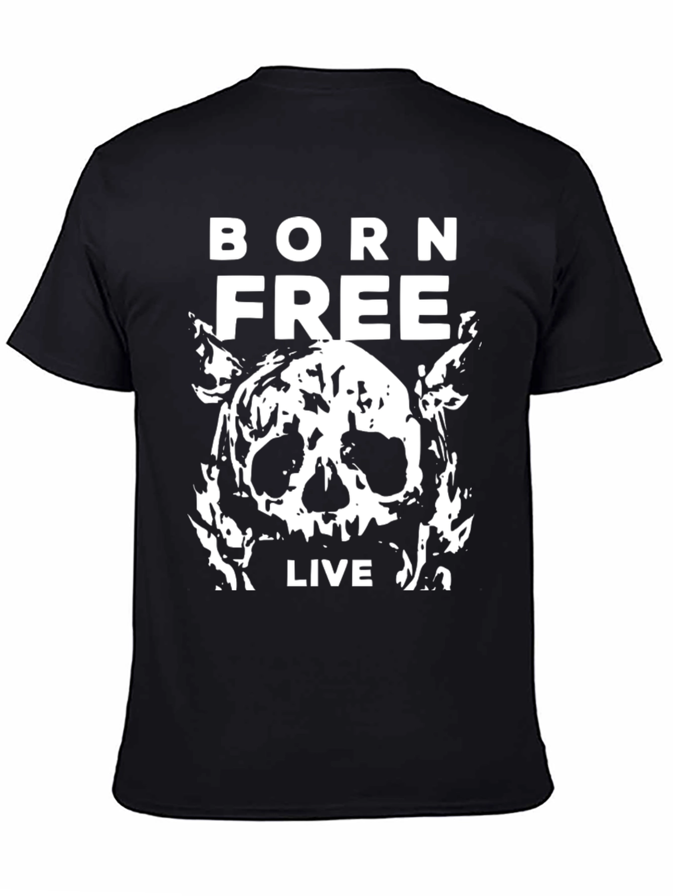 Born Free Skull Graphic Black T-Shirt