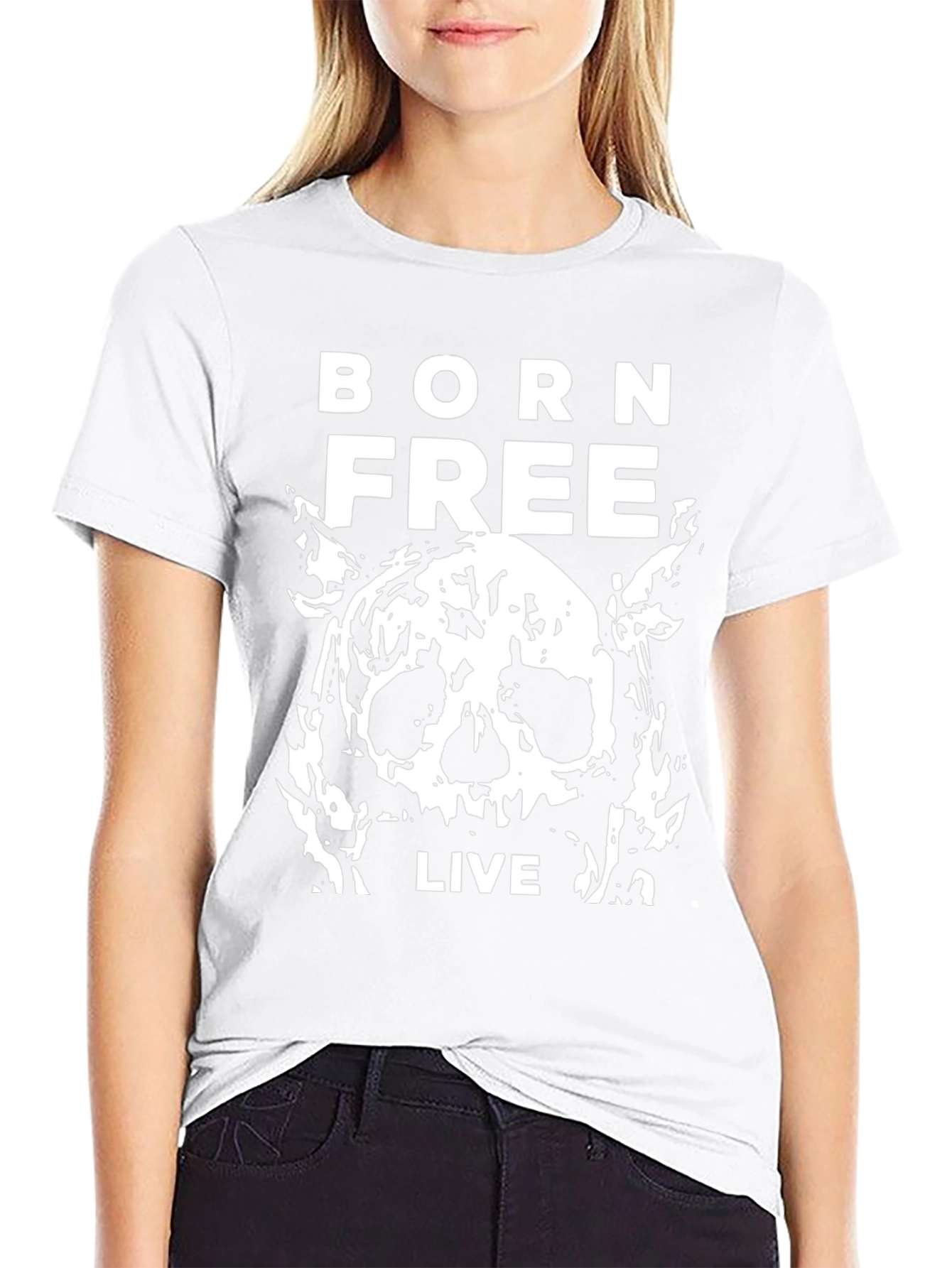 Born Free Skull Graphic Black T-Shirt