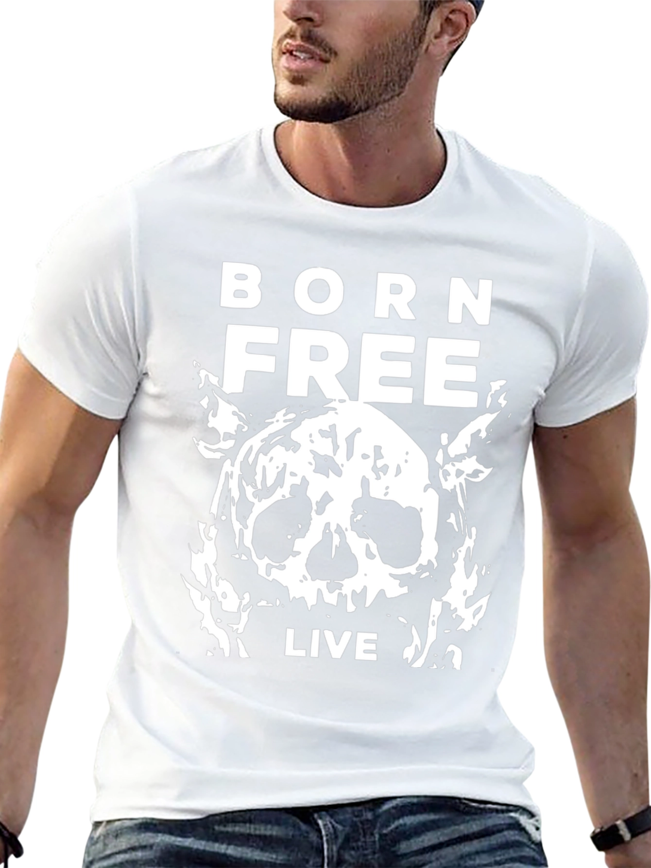 Born Free Skull Graphic Black T-Shirt