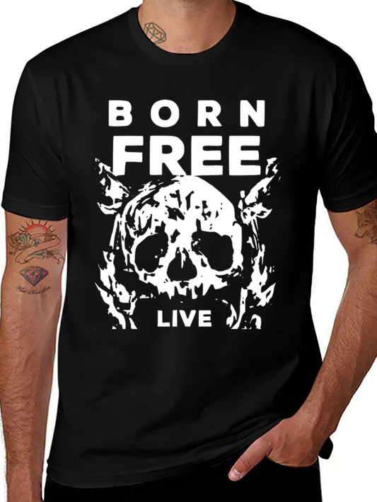 Born Free Skull Graphic Black T-Shirt