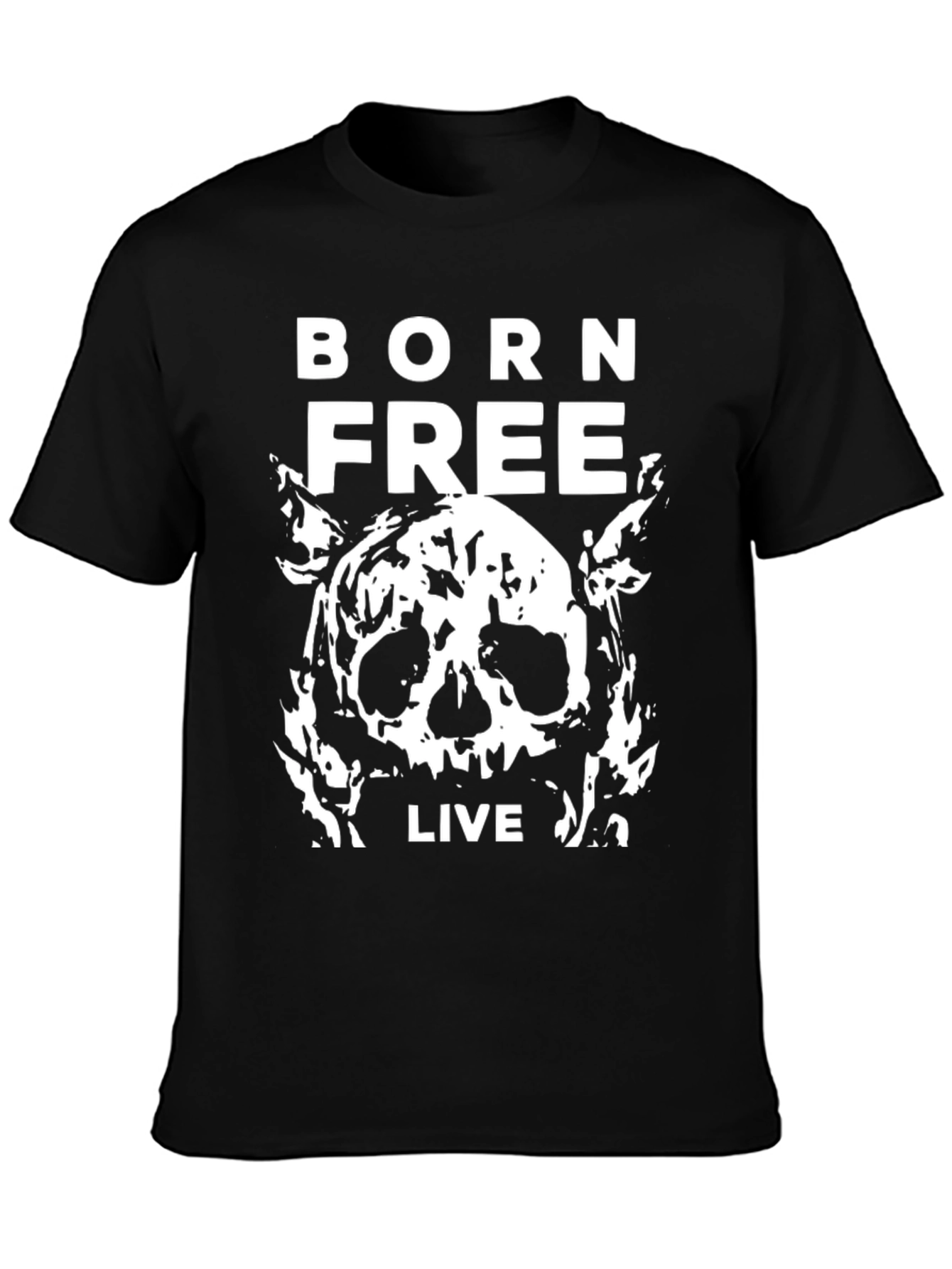 Born Free Skull Graphic Black T-Shirt