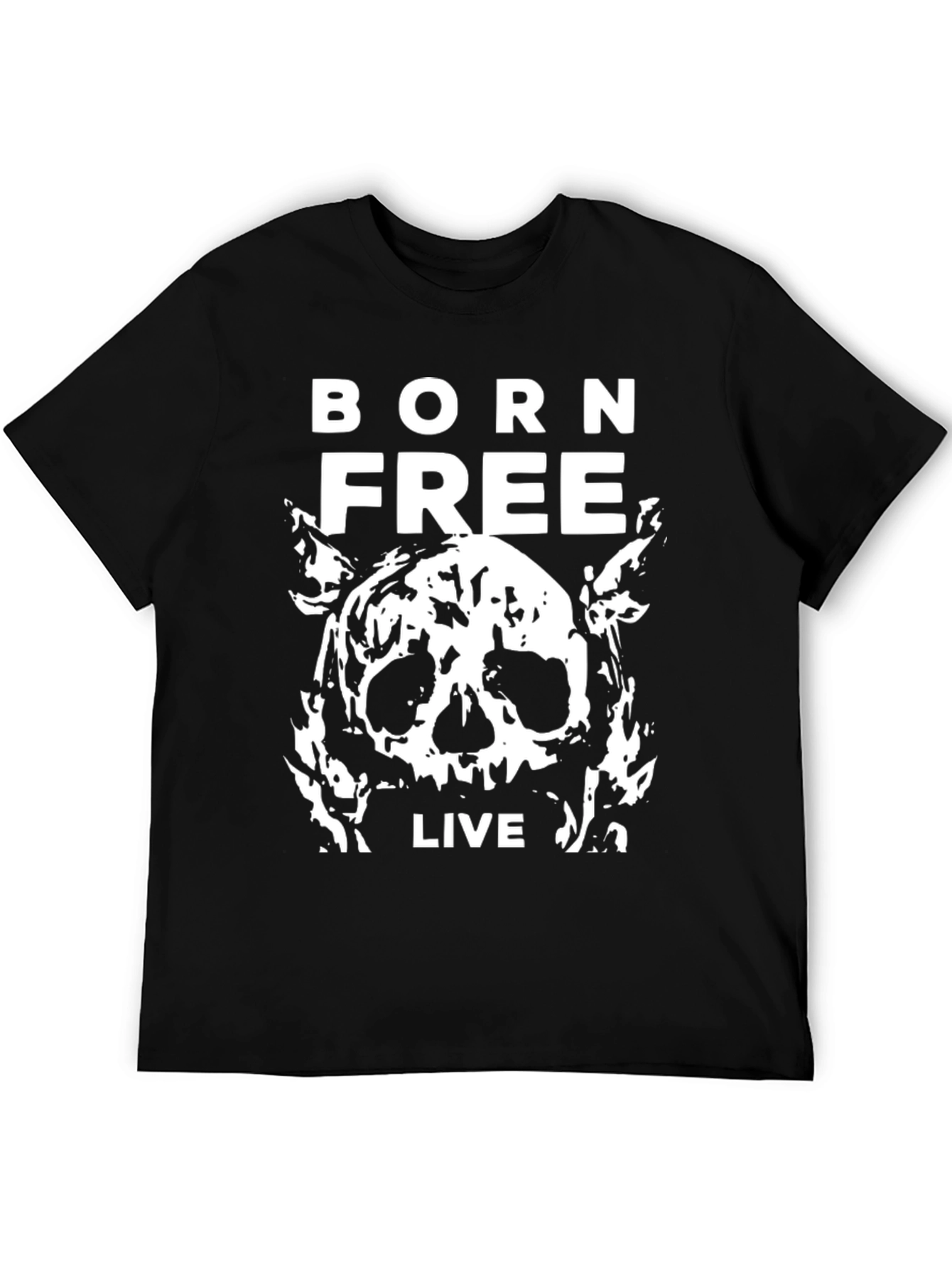 Born Free Skull Graphic Black T-Shirt