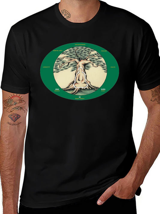 Zen Tree of Life Graphic Tee - Black Cotton T-Shirt