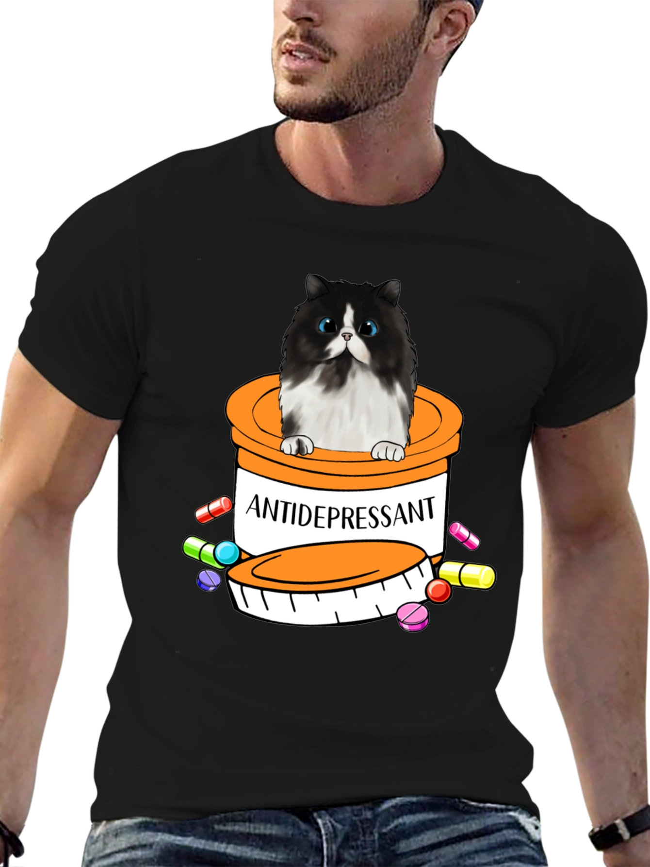 Antidepressant Cat T-Shirt - Funny Novelty Tee