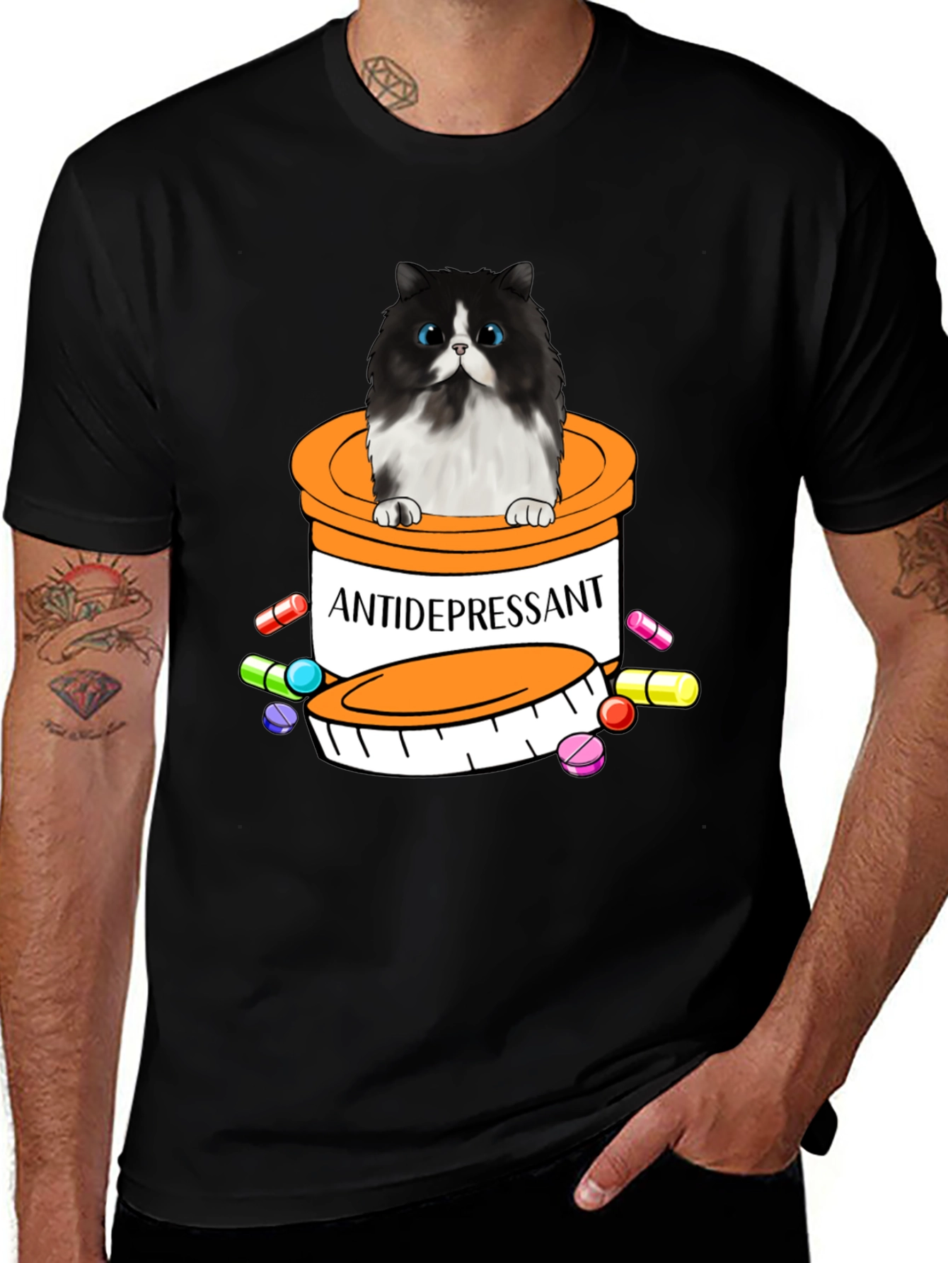 Antidepressant Cat T-Shirt - Funny Novelty Tee