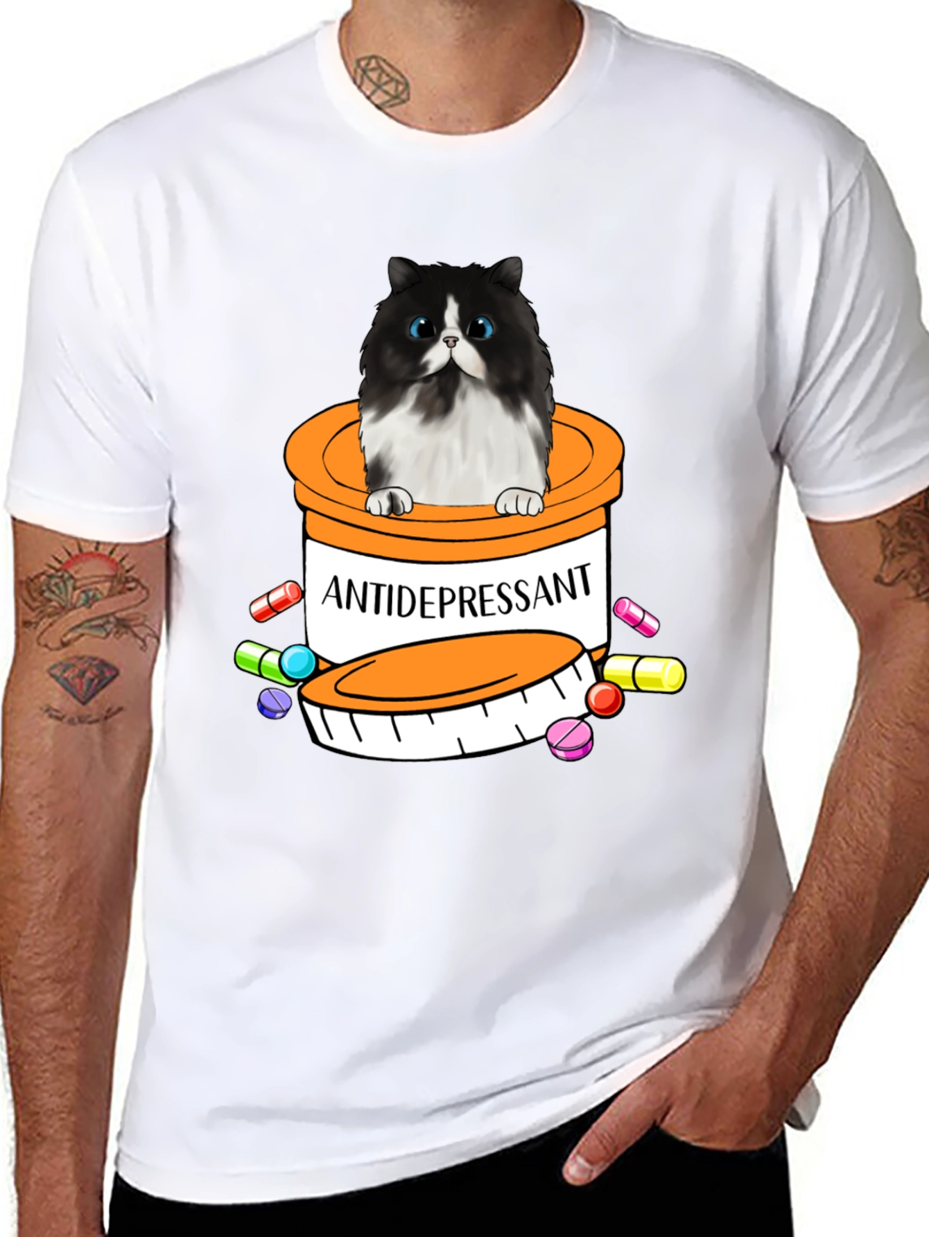 Antidepressant Cat T-Shirt - Funny Novelty Tee