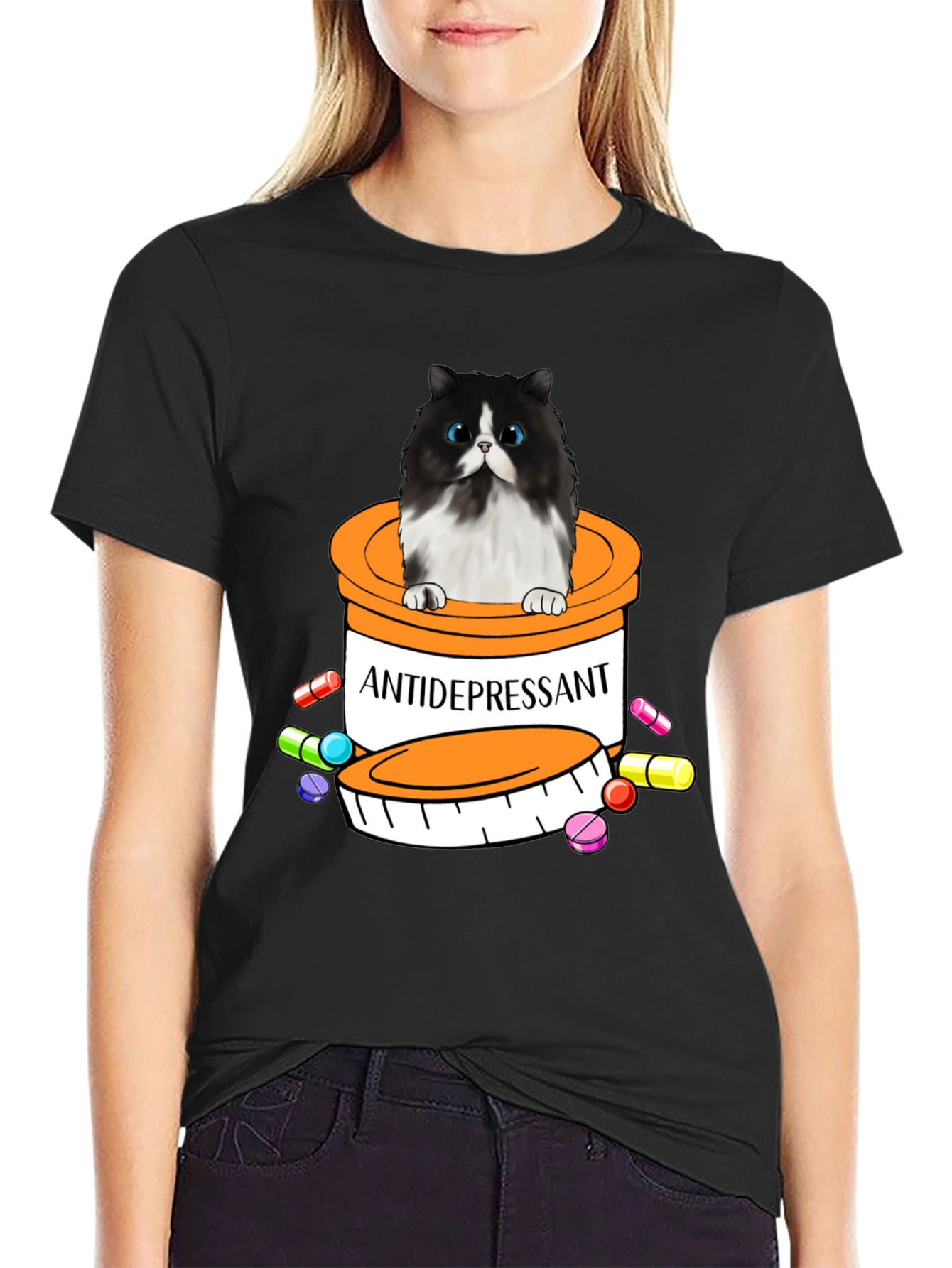 Antidepressant Cat T-Shirt - Funny Novelty Tee