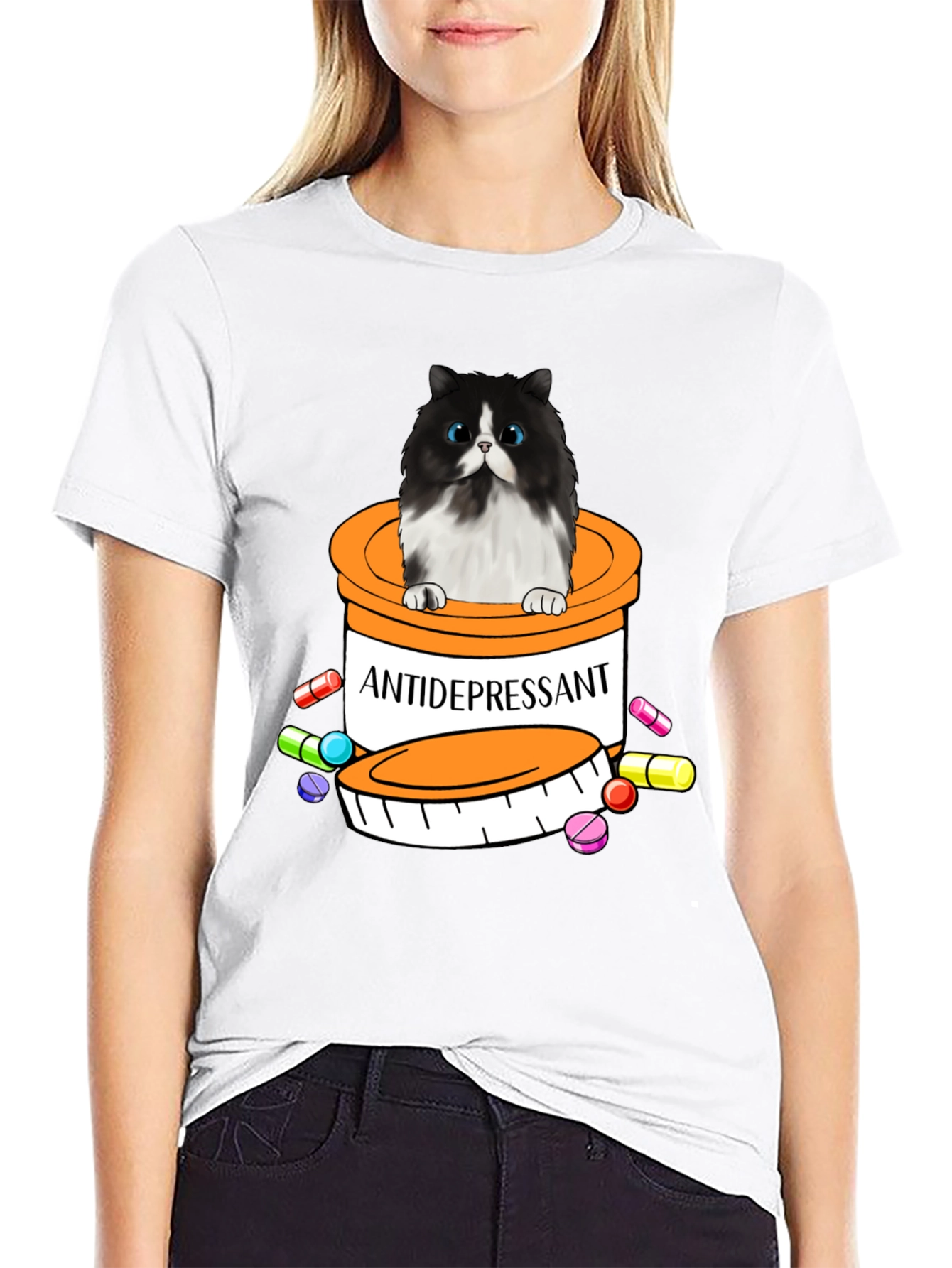 Antidepressant Cat T-Shirt - Funny Novelty Tee
