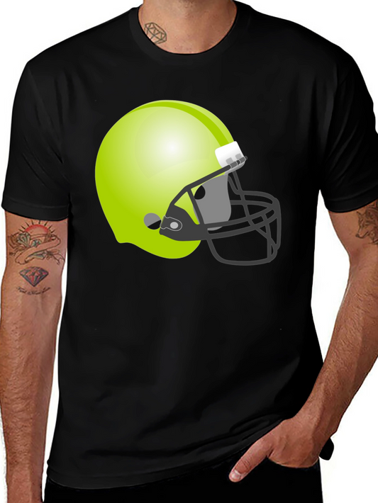 Mens Black T-Shirt with Football Helmet Graphic